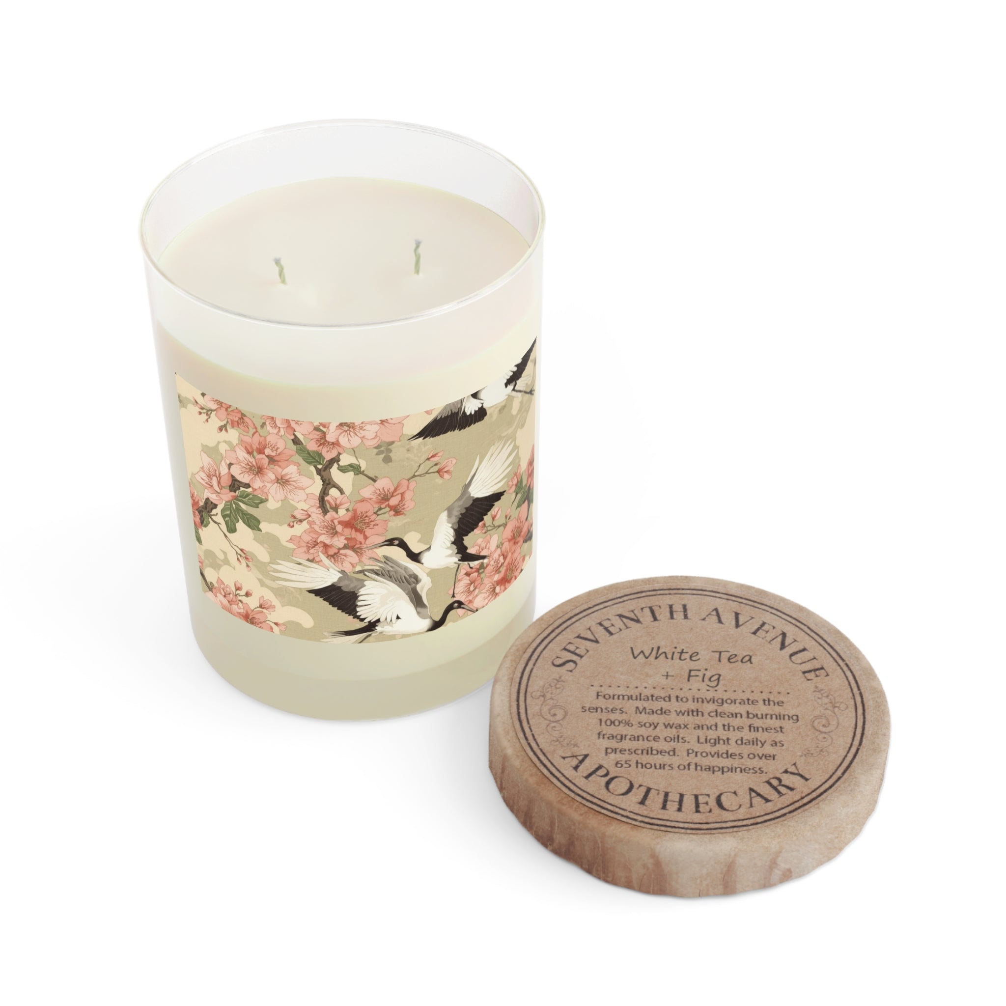 11oz Floral Crane Scented Candle — Japanese Cherry Blossom Aroma
