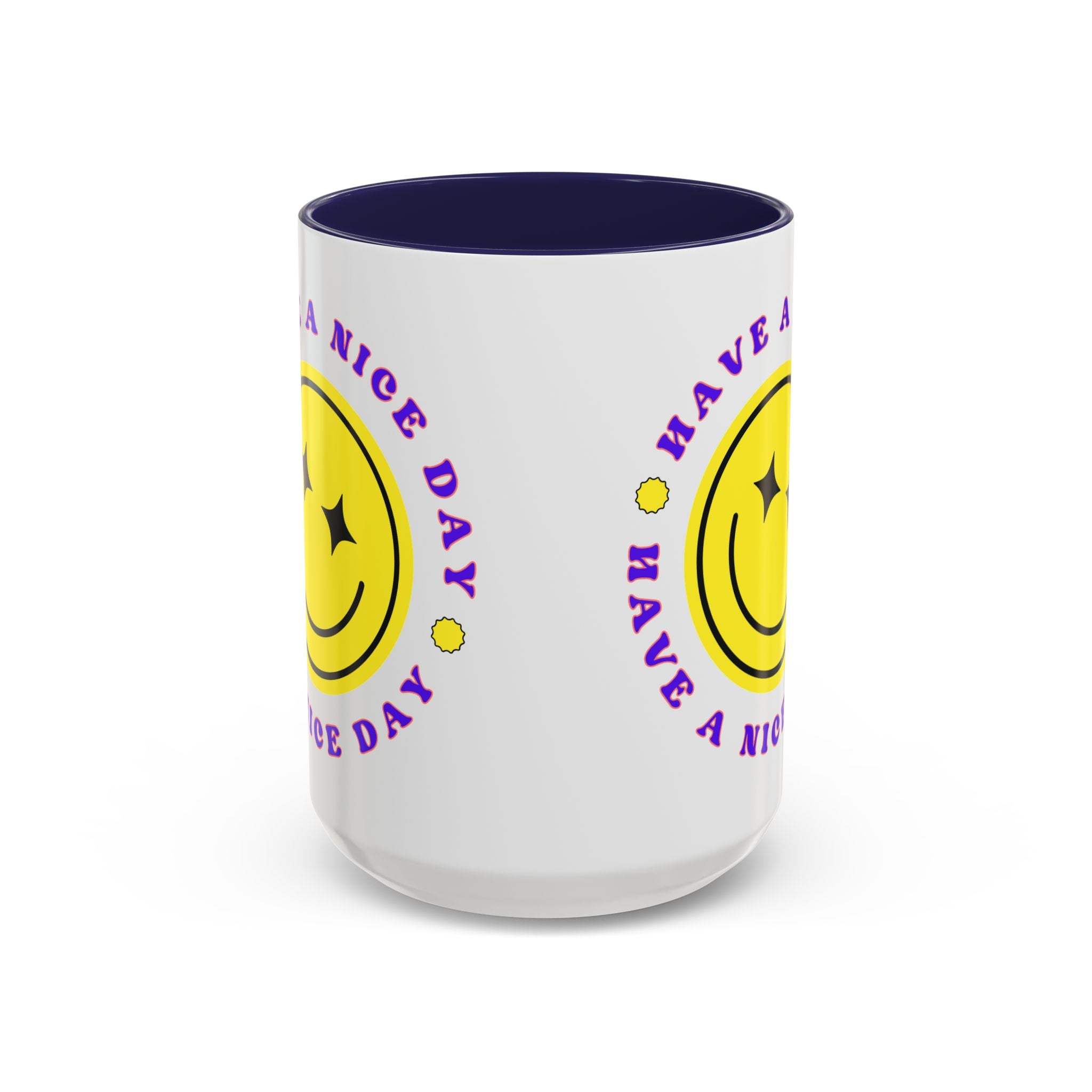 Have a Nice Day Smile Face Coffee Mug — Retro Yellow Smiley Accent Mug (11/15oz)