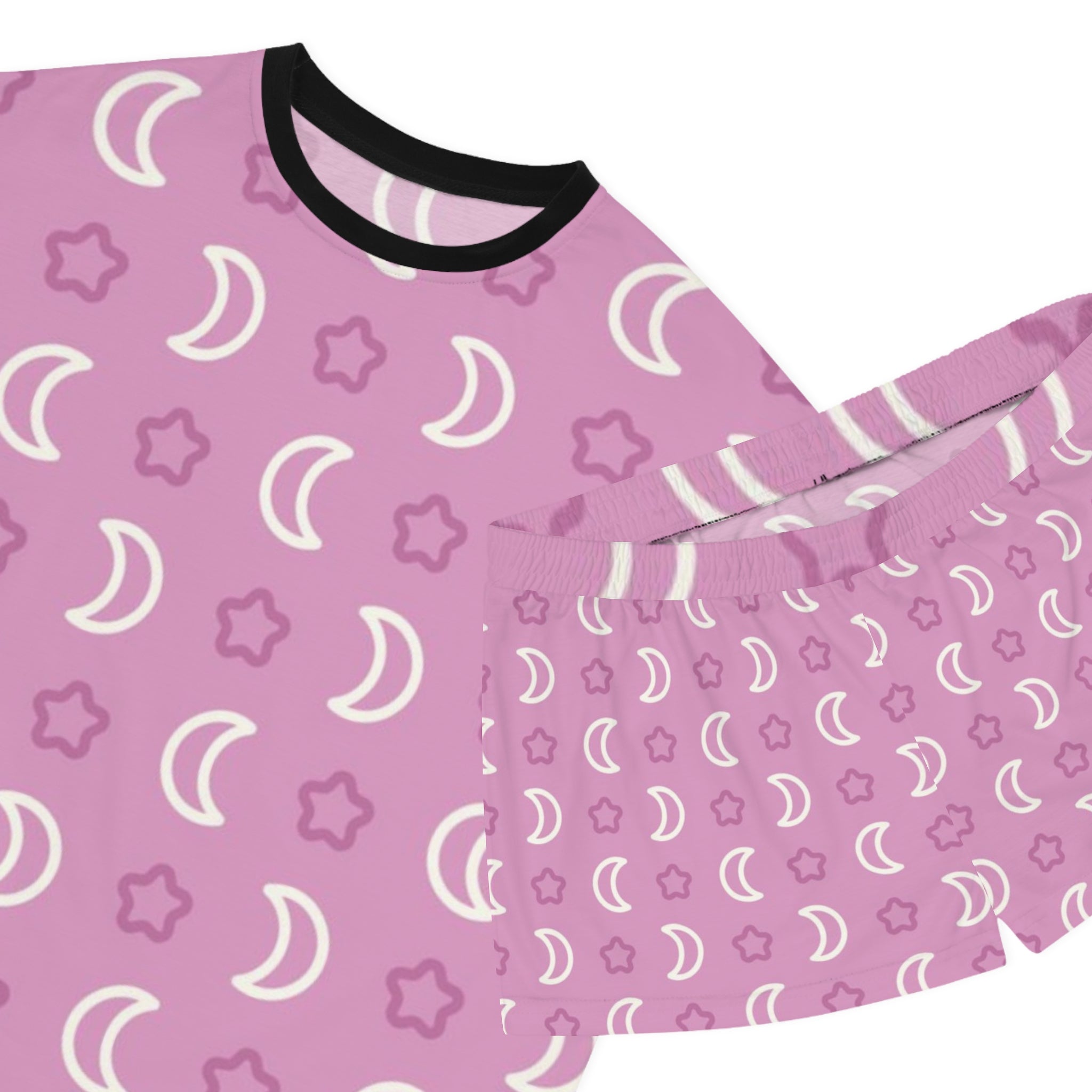 Women's Moon & Stars Short Pajama Set — Pink Printed Sleepwear