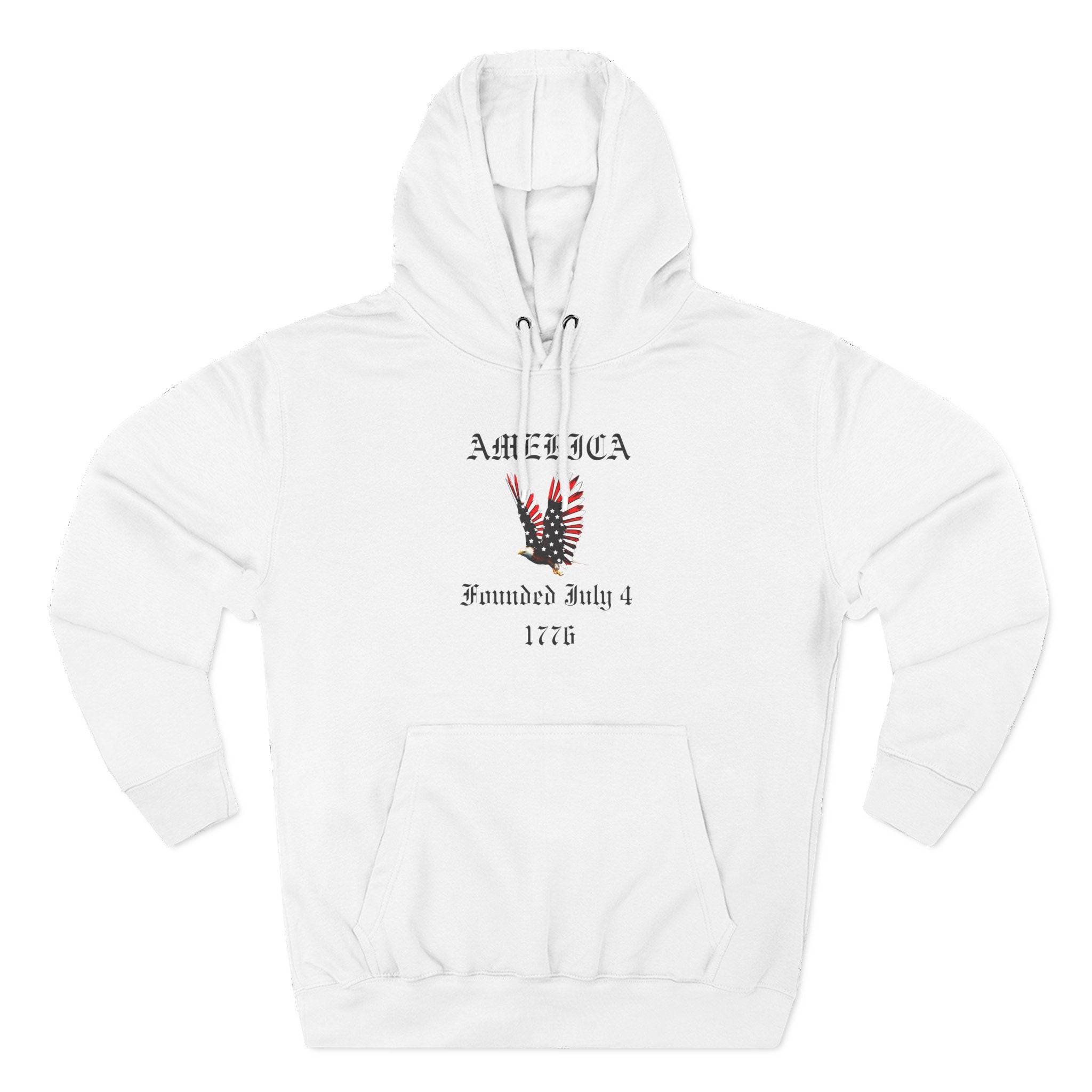 America Eagle Hoodie — Founded July 4, 1776 Patriotic Fleece Pullover