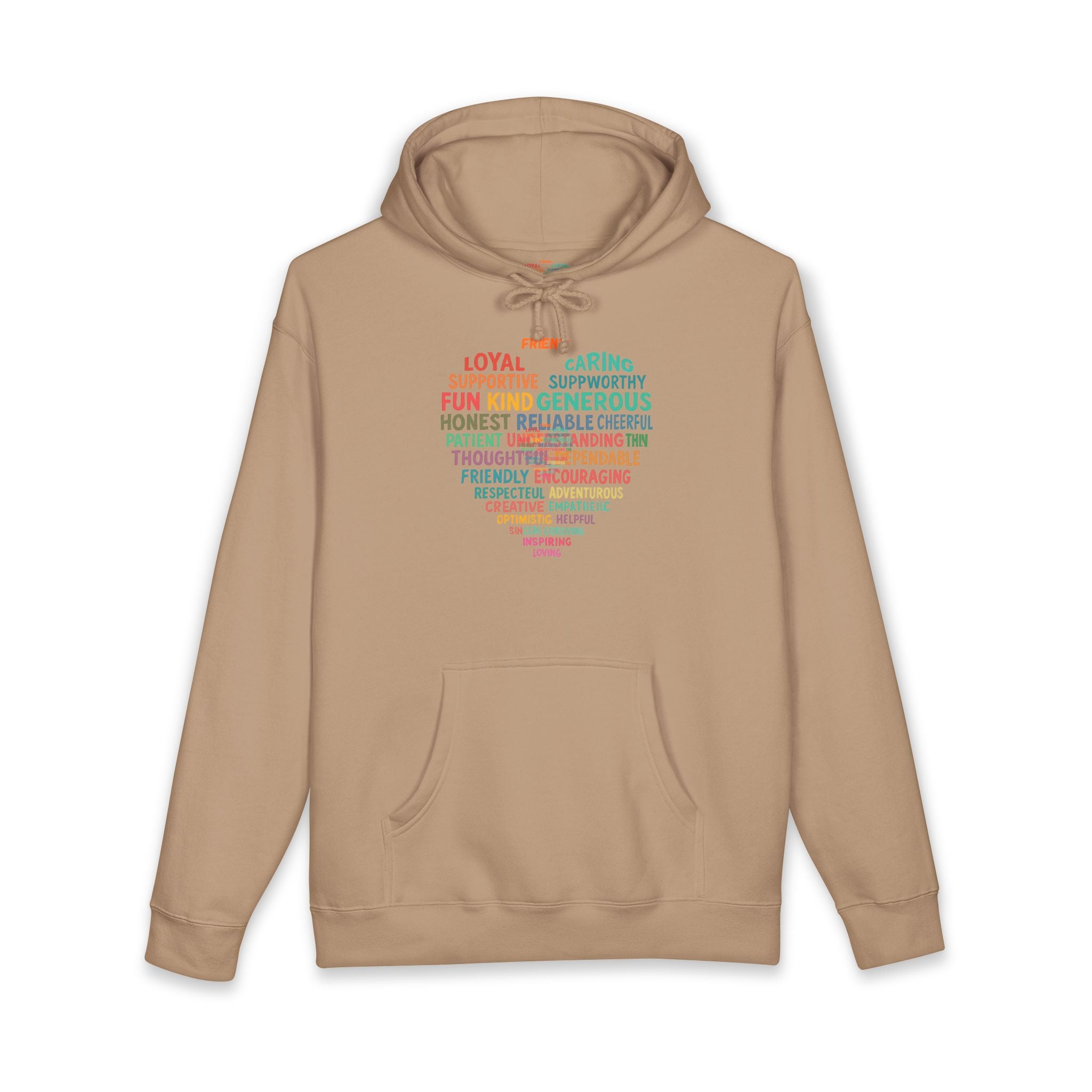 Heart Word Cloud Hoodie — Positive Traits Graphic Pullover