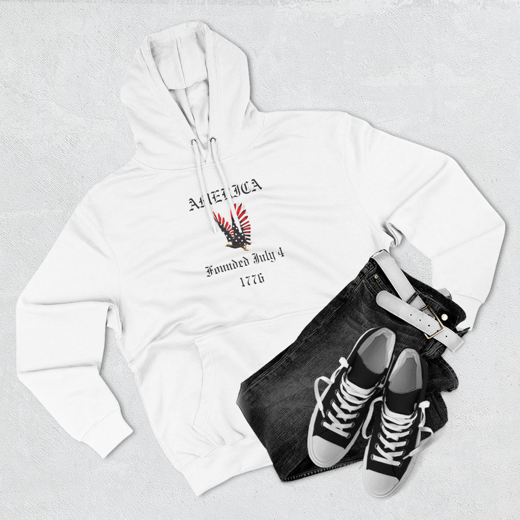 America Eagle Hoodie — Founded July 4, 1776 Patriotic Fleece Pullover