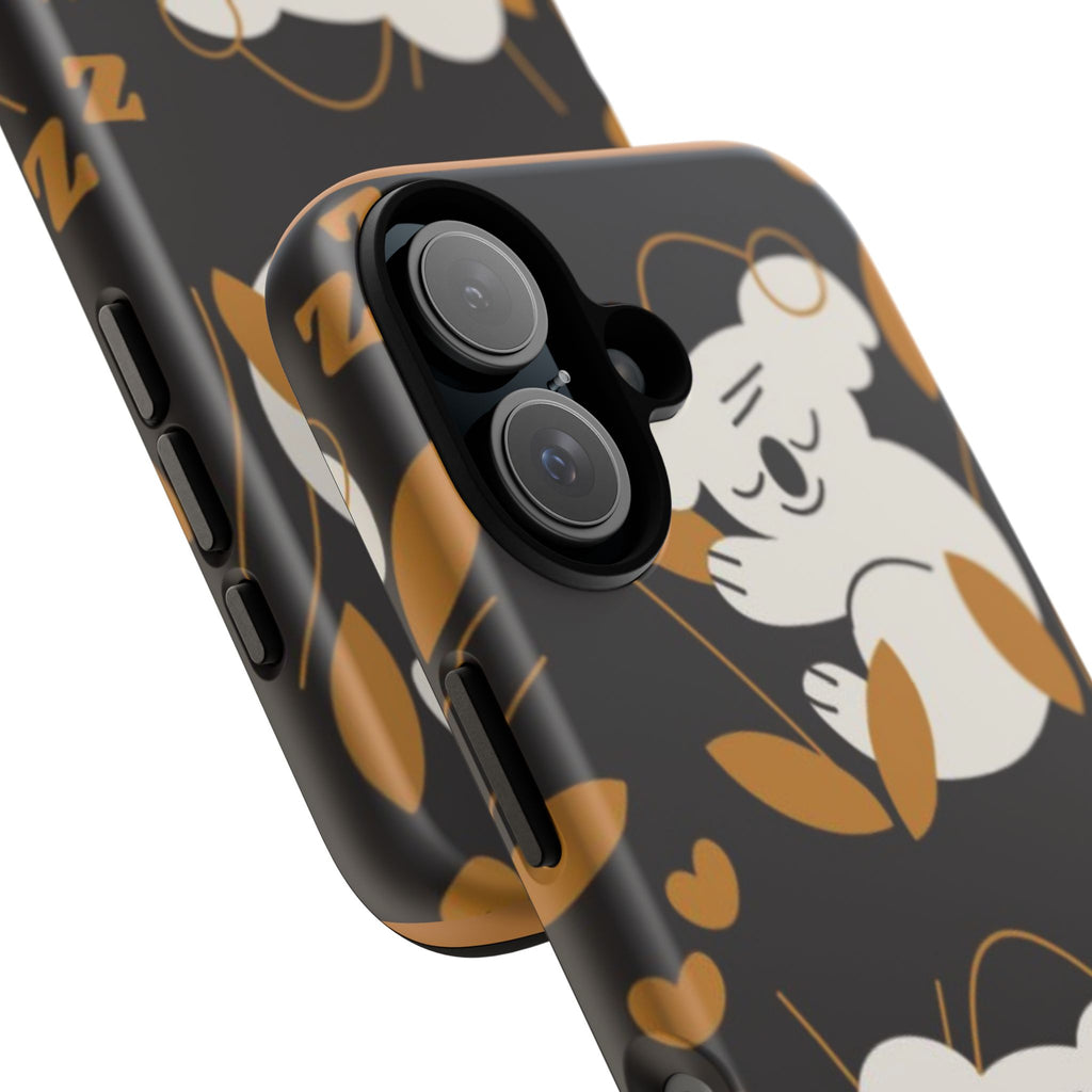 Koala Sleep Pattern Tough Phone Case – Cute Black & Gold Protective Cover