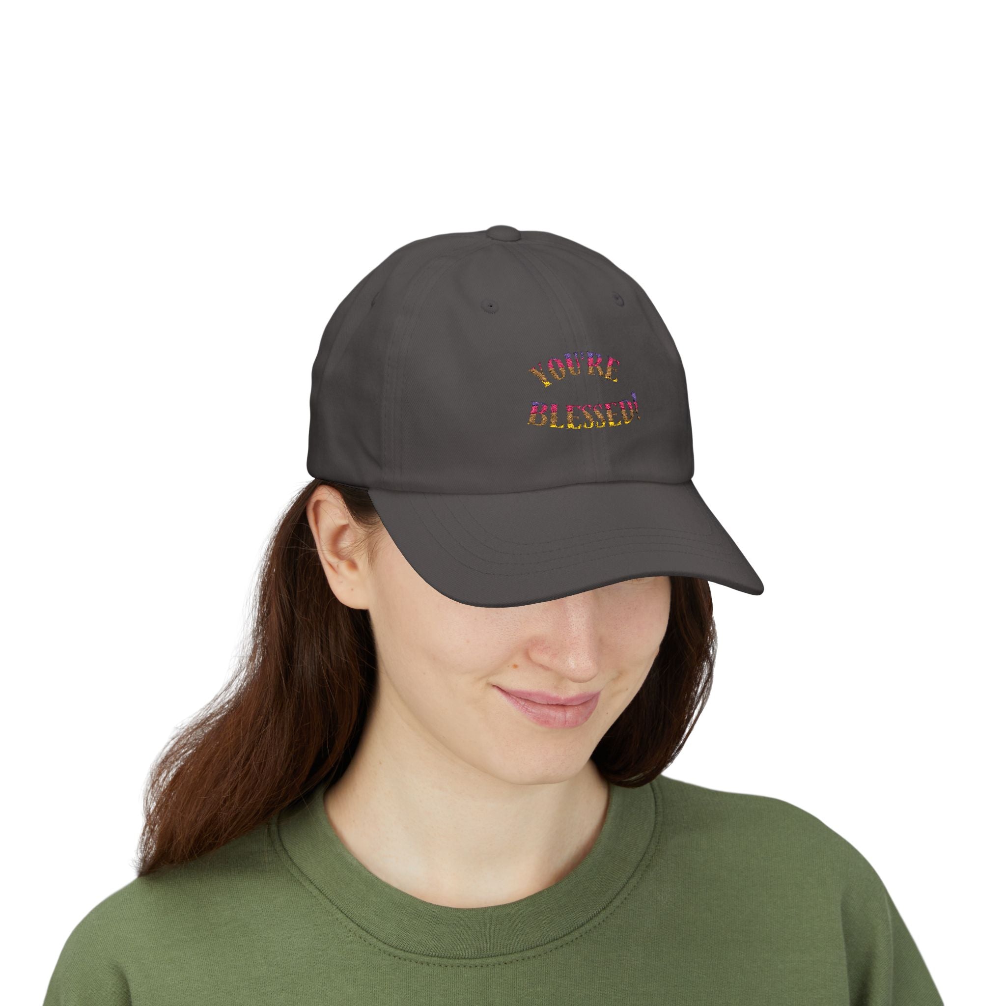 Dad Cap — "You're Blessed!" Embroidered Floral Script Baseball Hat