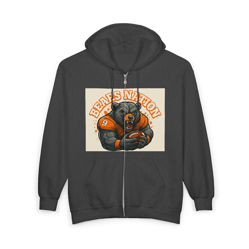 Bears Nation Full-Zip Hoodie — Grizzly Football Fan Zip-Up