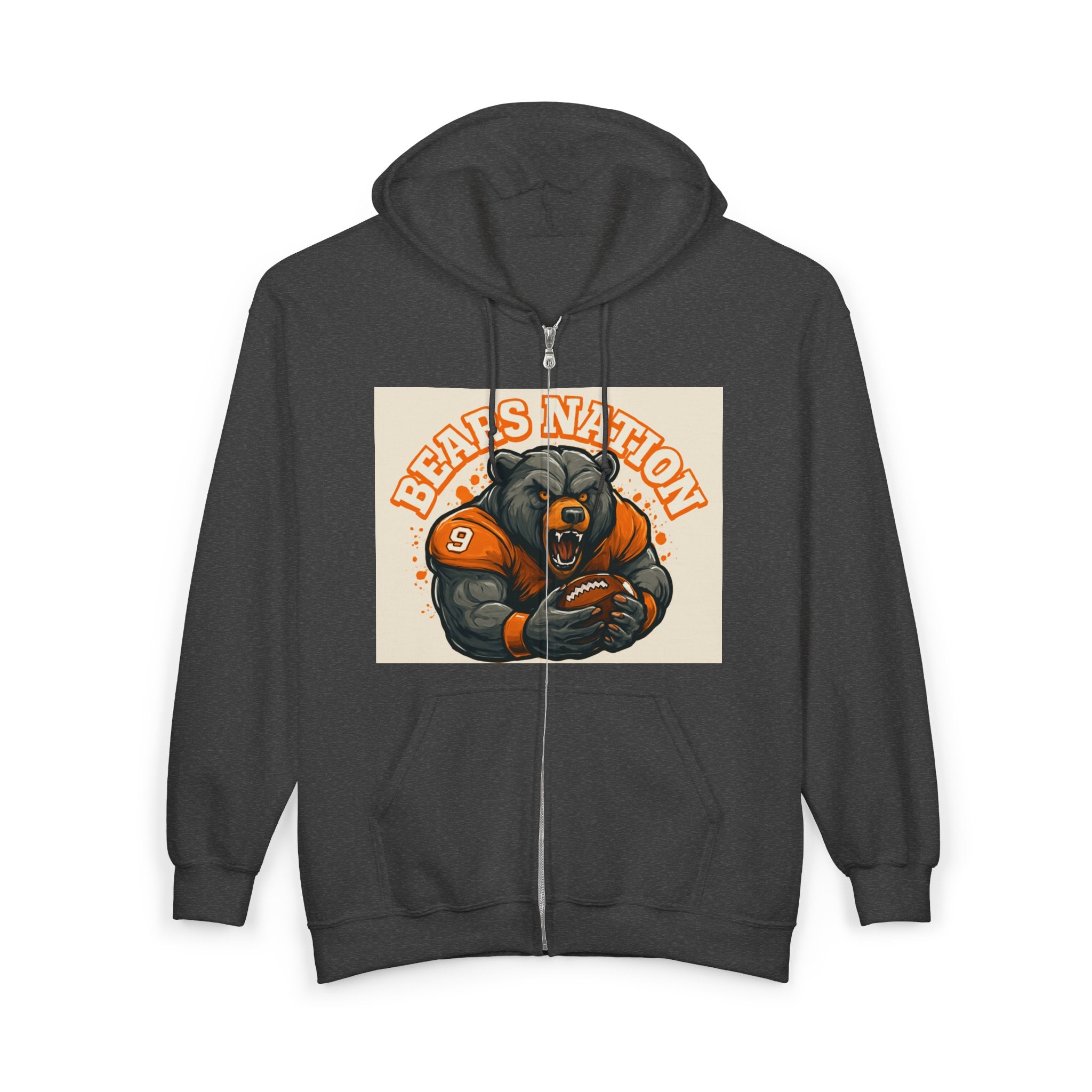 Bears Nation Full-Zip Hoodie — Grizzly Football Fan Zip-Up