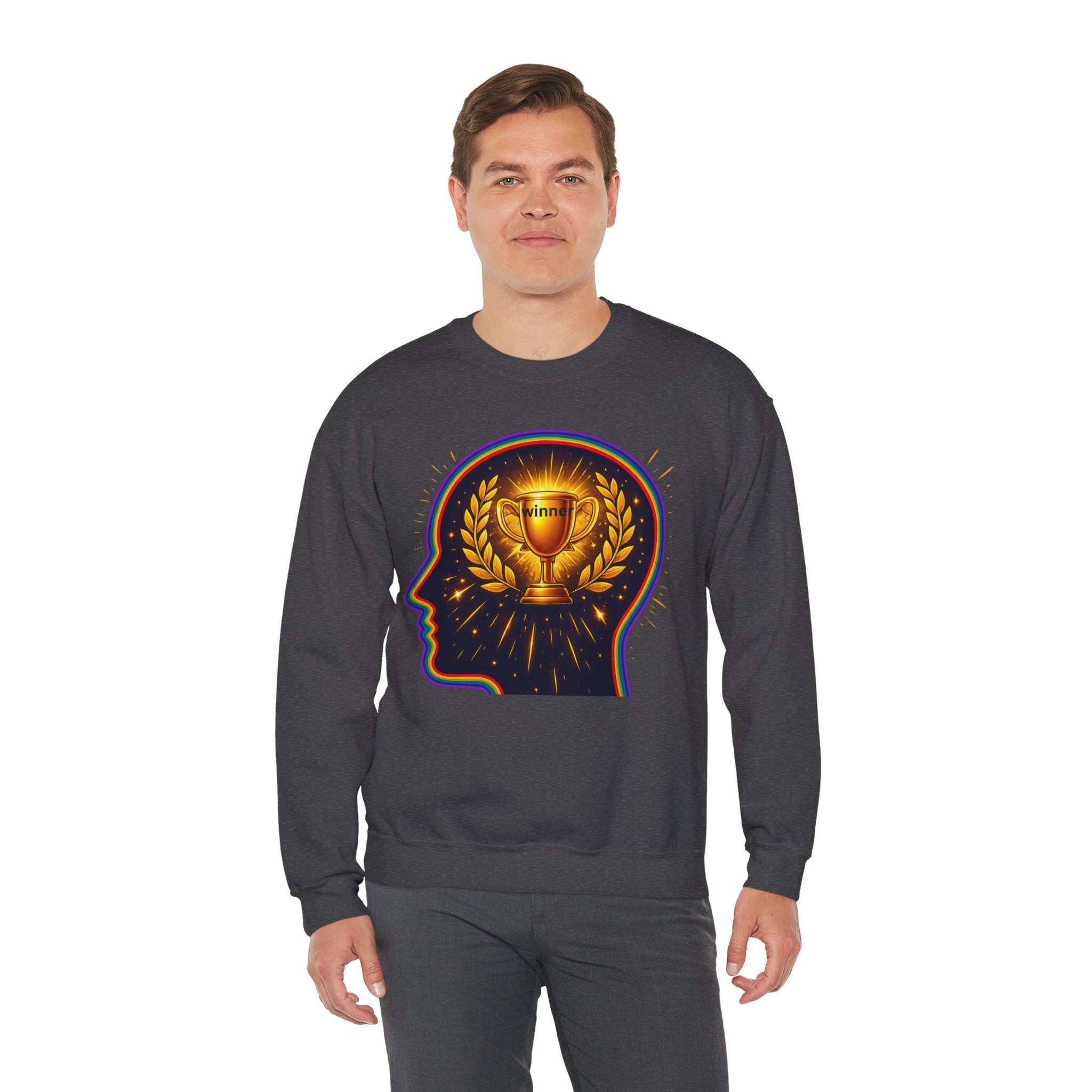 Crewneck Sweatshirt — 'Winner' Trophy Brain Graphic