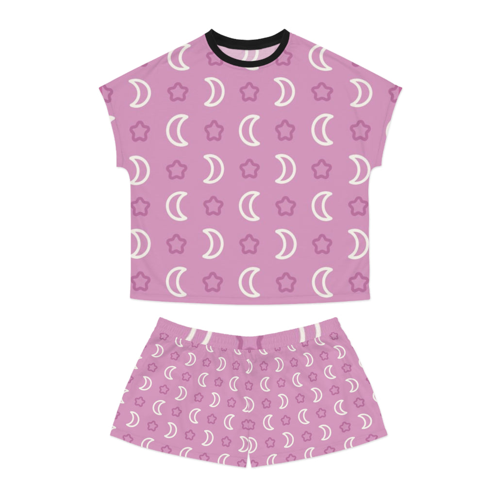 Women's Moon & Stars Short Pajama Set — Pink Printed Sleepwear