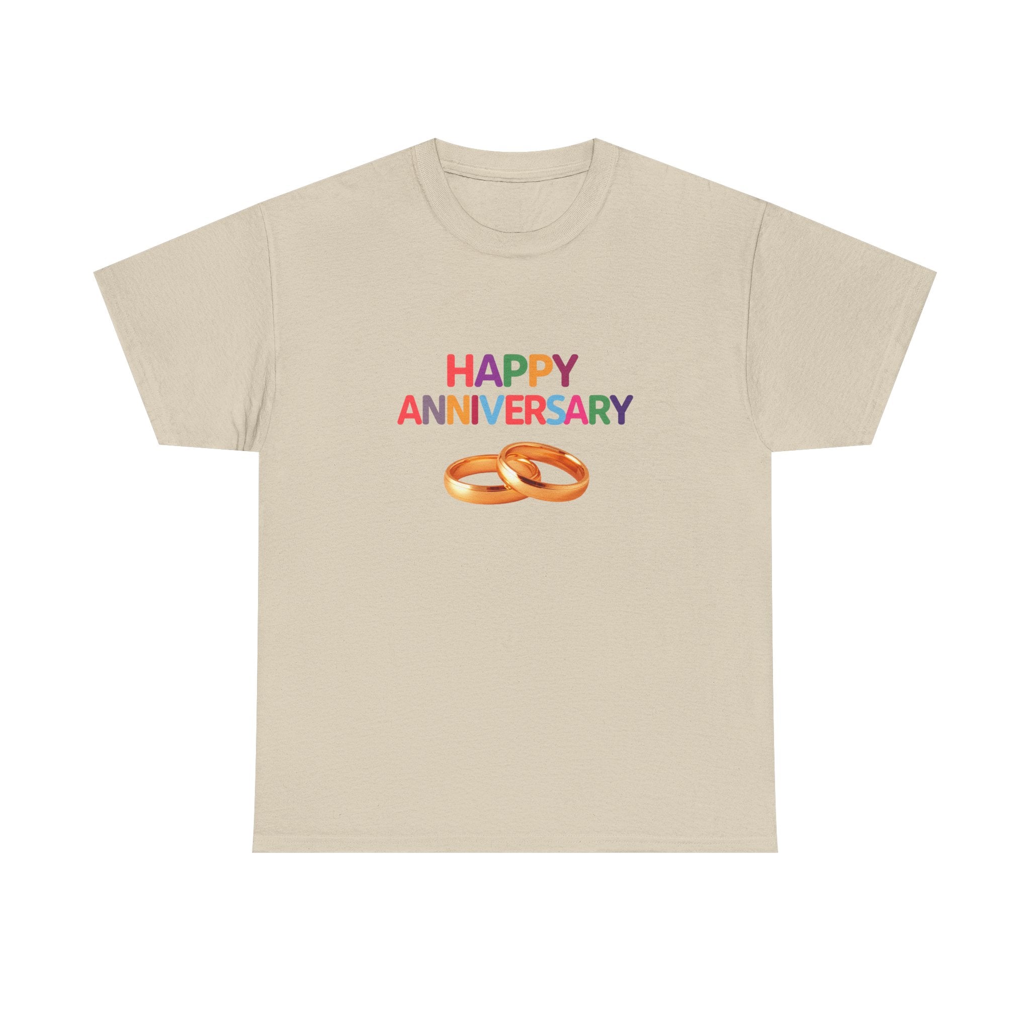 Anniversary T-Shirt — "Happy Anniversary" with Gold Rings