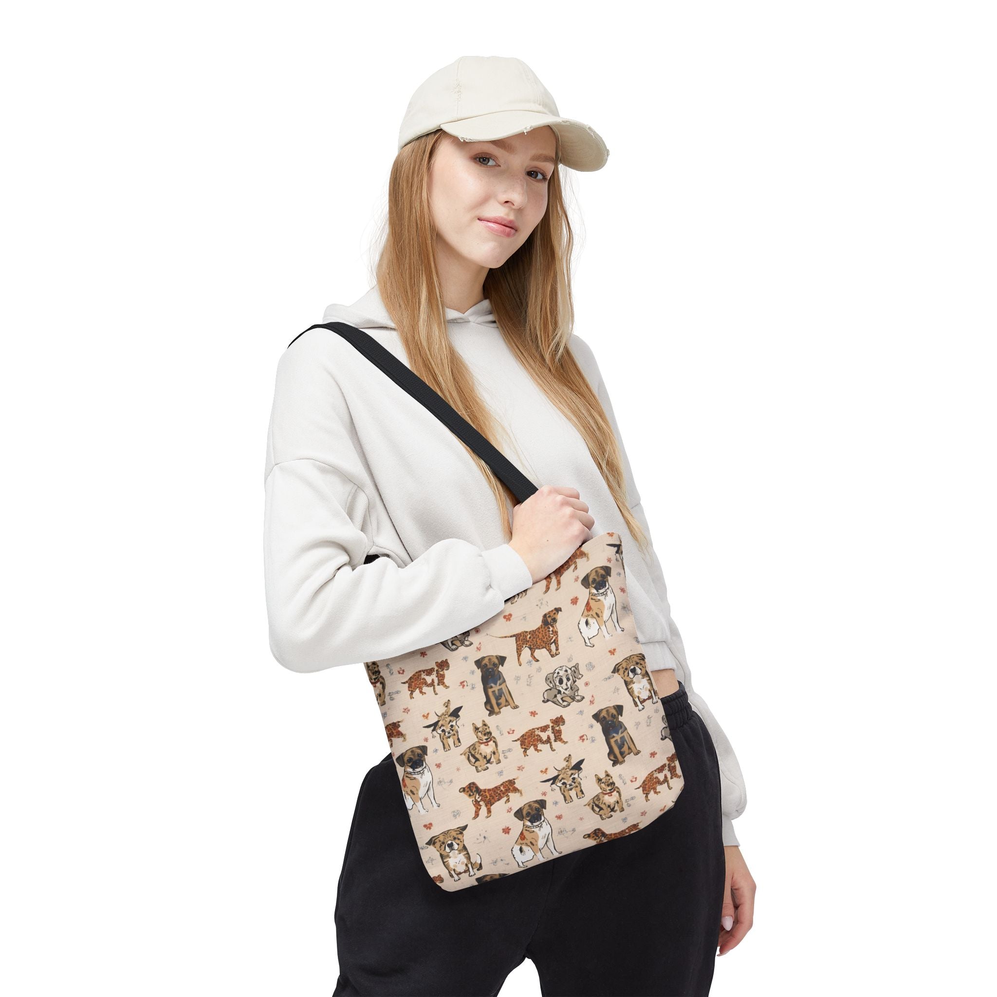 Dog Pattern Tote Bag — Cute Watercolor Puppies All-Over Print
