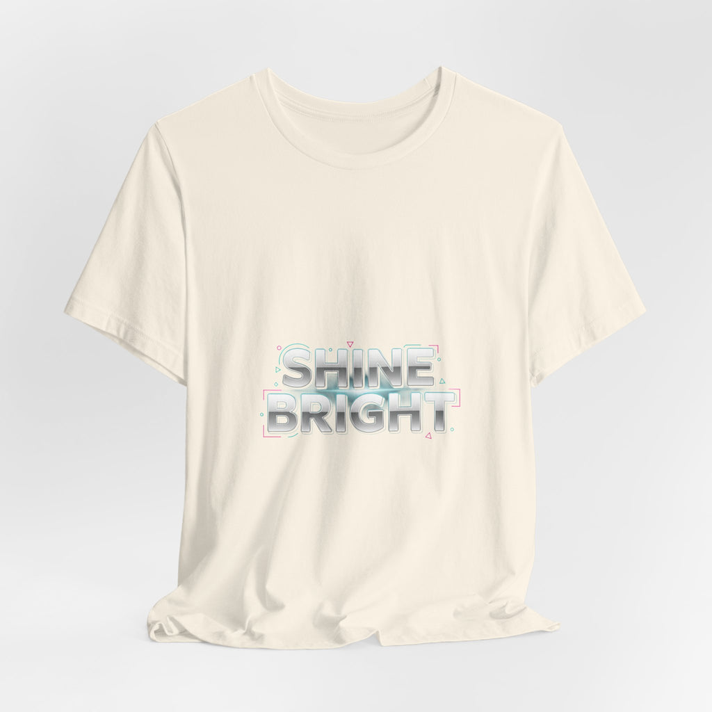 Copy of Shine Bright chrome text Tee | metallic wordmark, Y2K bevel font