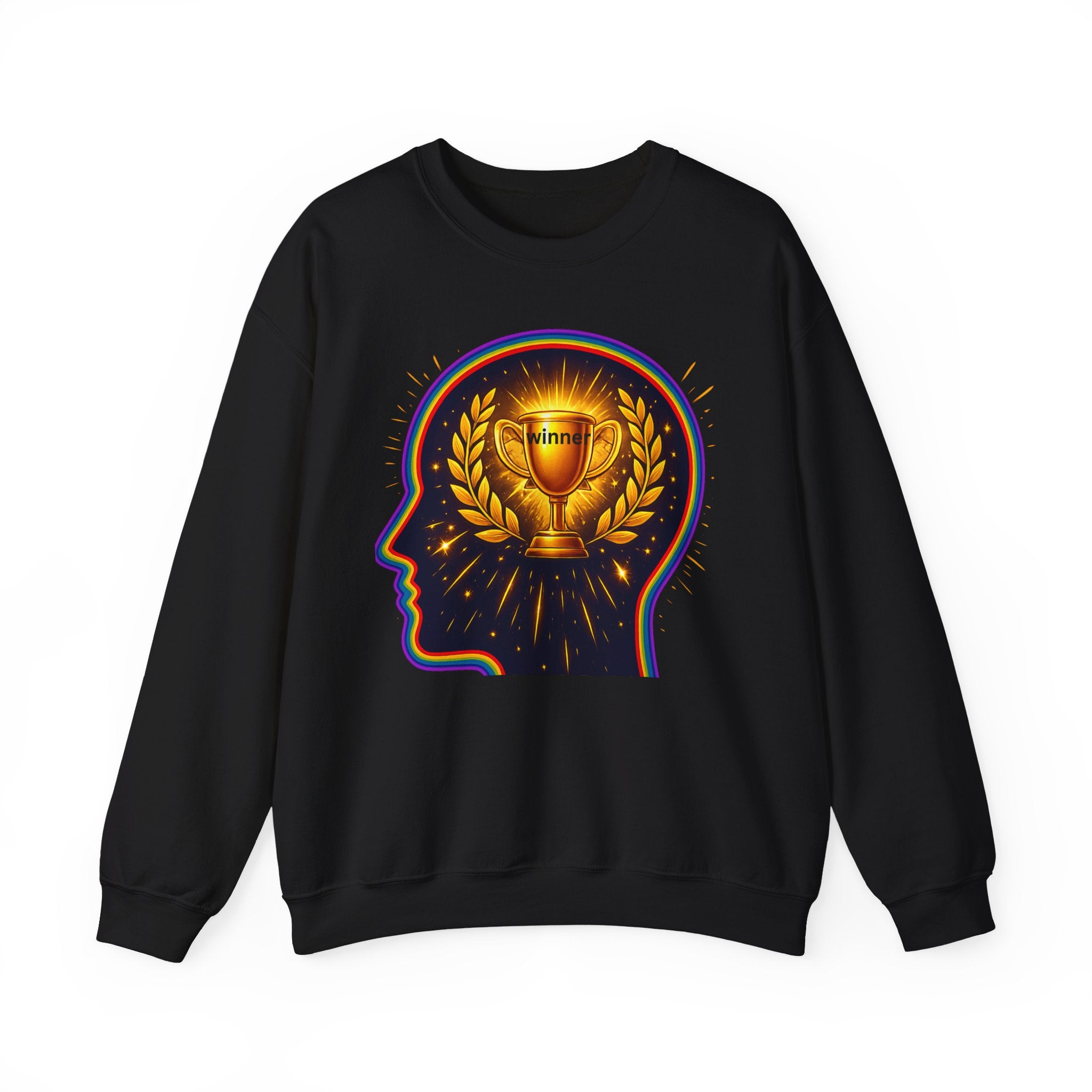 Crewneck Sweatshirt — 'Winner' Trophy Brain Graphic