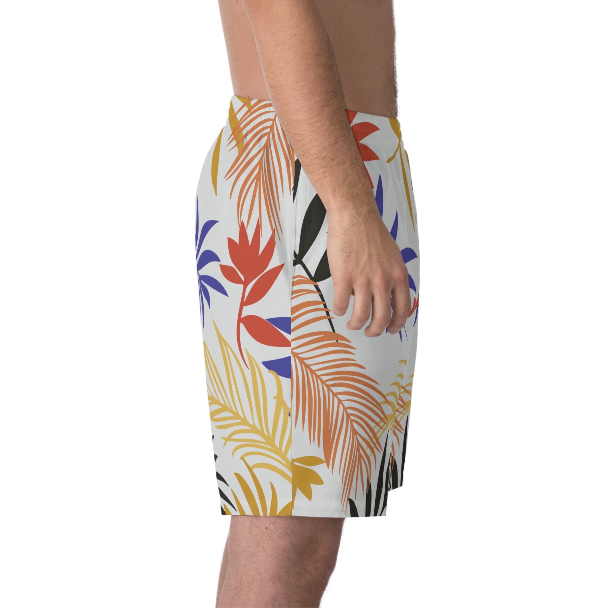 Tropical Leaf Beach Shorts — Colorful Palm Print Summer Swim Trunks