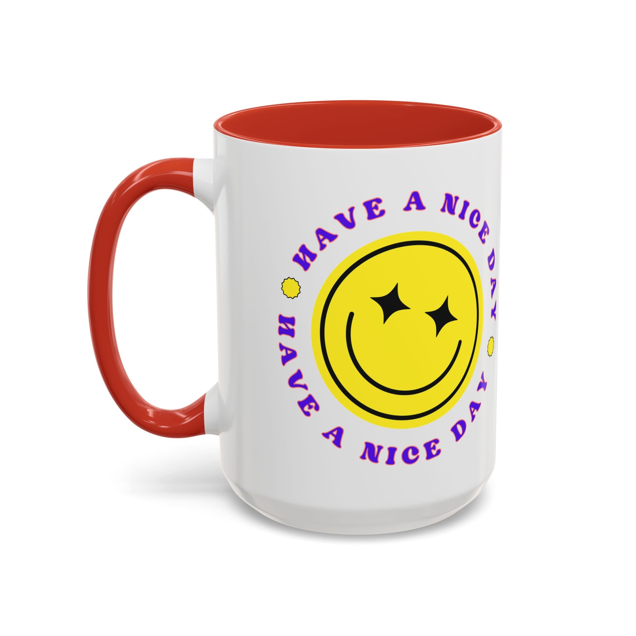Have a Nice Day Smile Face Coffee Mug — Retro Yellow Smiley Accent Mug (11/15oz)