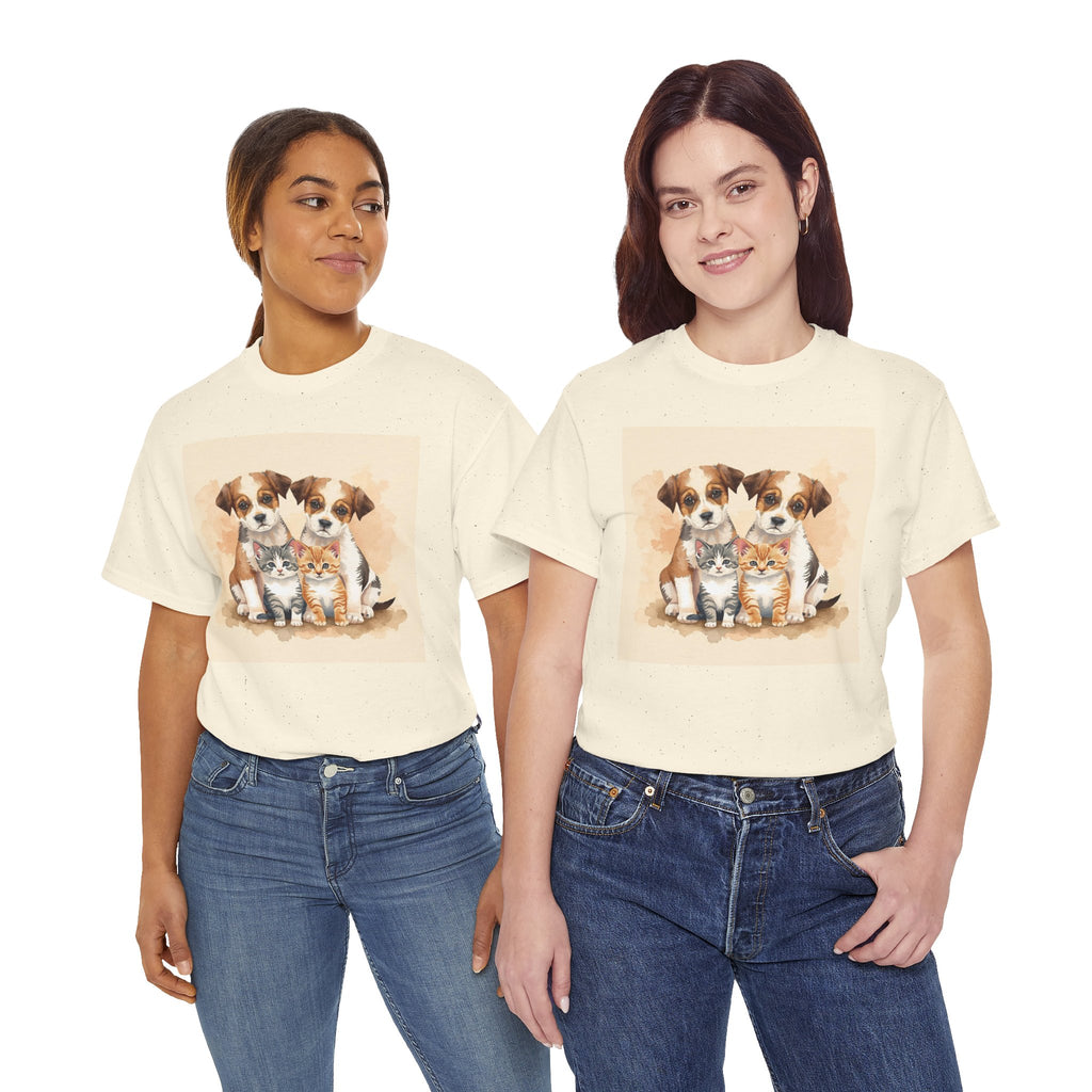 Puppy & Kitten Trio Tee — Cute Pet Illustration T-Shirt