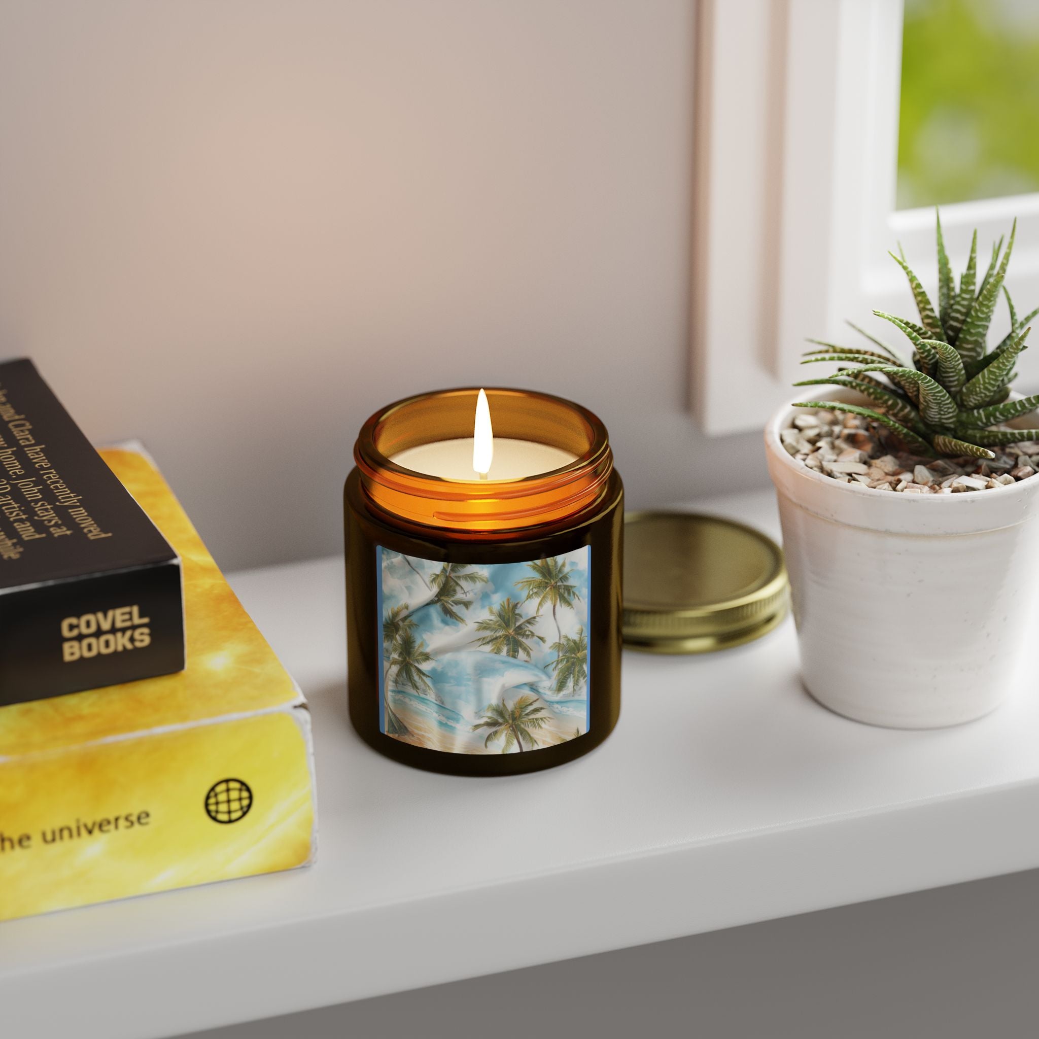 Coconut Apricot Scented Candle (4oz/9oz) – Tropical Palm Beach Aroma