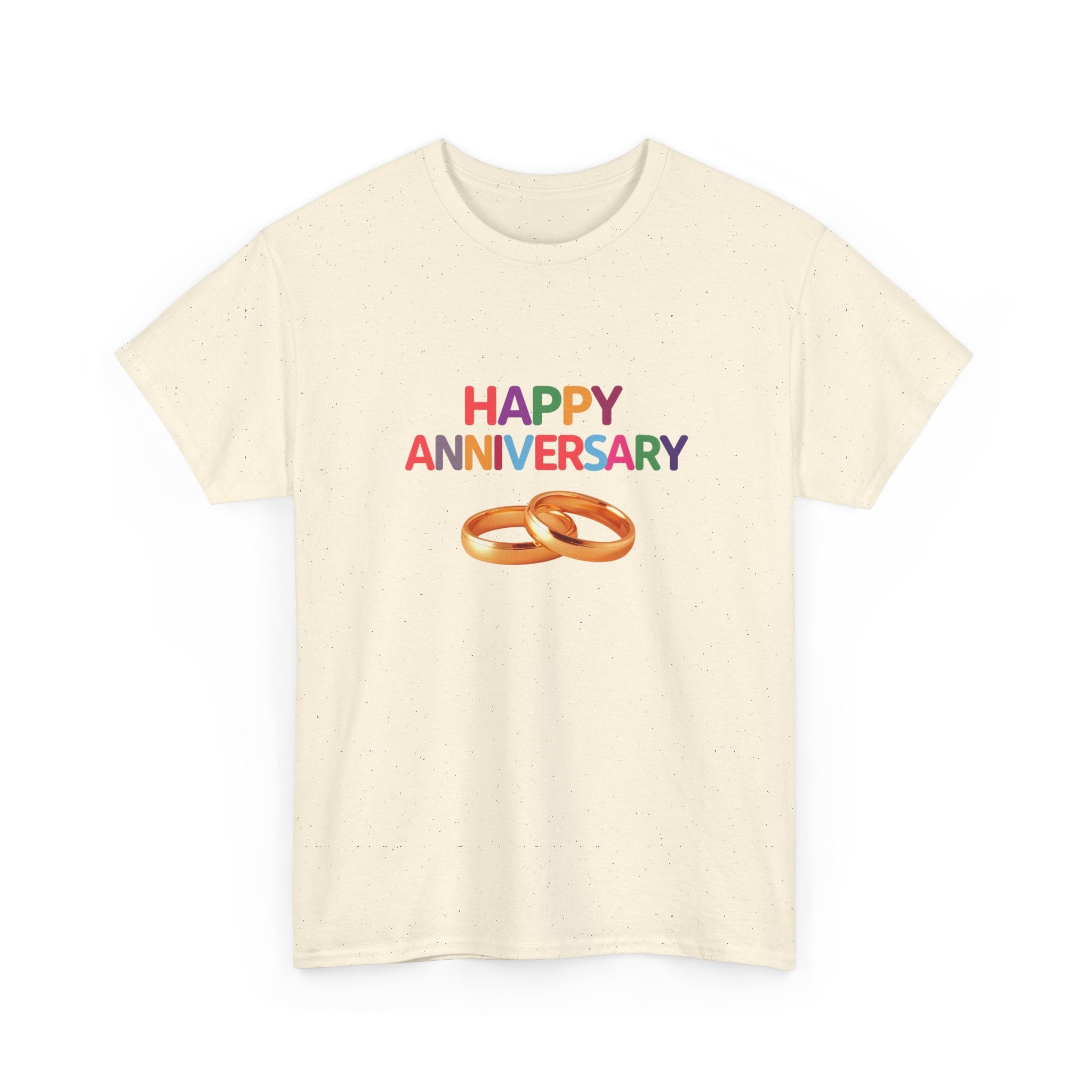 Anniversary T-Shirt — "Happy Anniversary" with Gold Rings