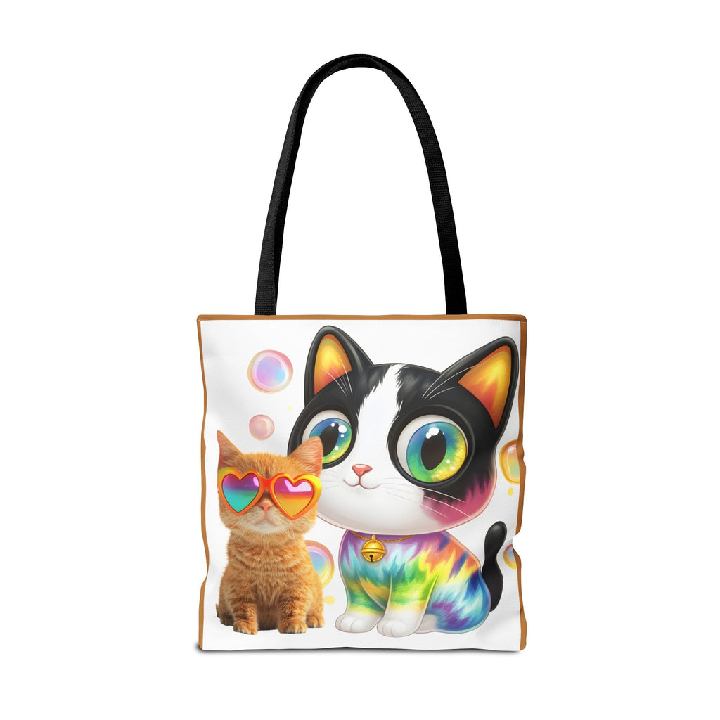 Rainbow Tie-Dye Cat & Sunglasses Kitten Tote Bag | Cute Cat Art