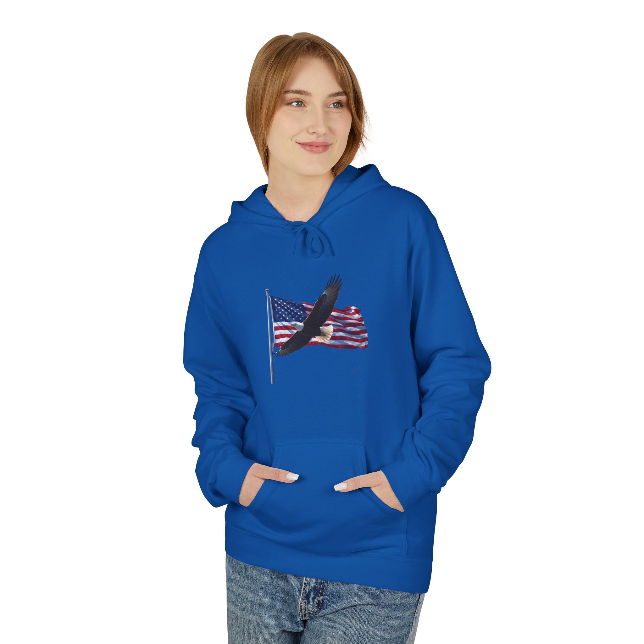 American Flag & Eagle Hoodie — Patriotic USA Bald Eagle Pullover
