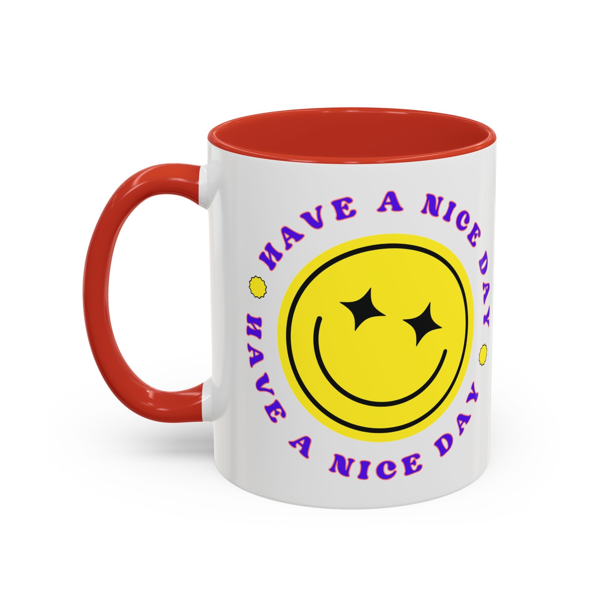 Have a Nice Day Smile Face Coffee Mug — Retro Yellow Smiley Accent Mug (11/15oz)
