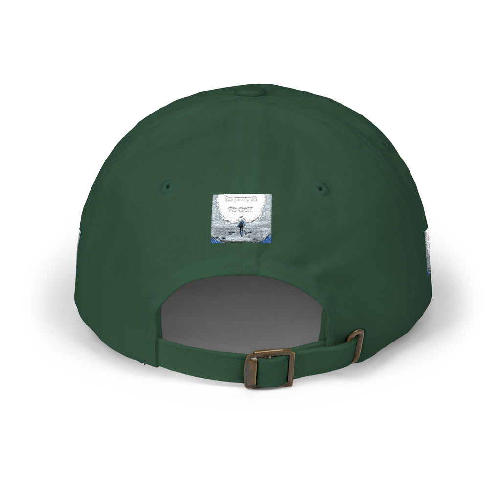 White Dad Cap with Silver Sequin Moon Patch - 'Let the Stars Guide'