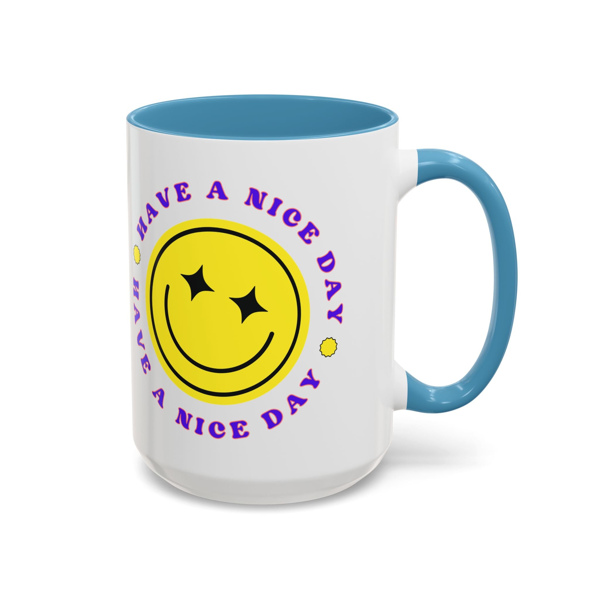 Have a Nice Day Smile Face Coffee Mug — Retro Yellow Smiley Accent Mug (11/15oz)