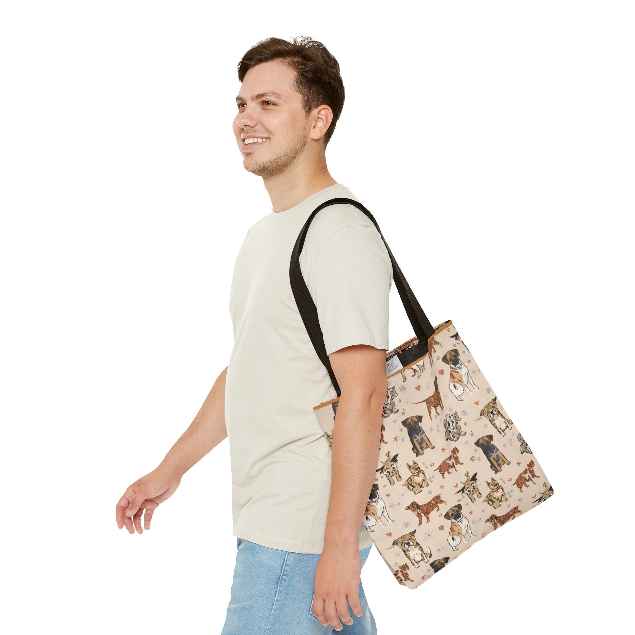 Dog Pattern Tote Bag — Cute Watercolor Puppies All-Over Print