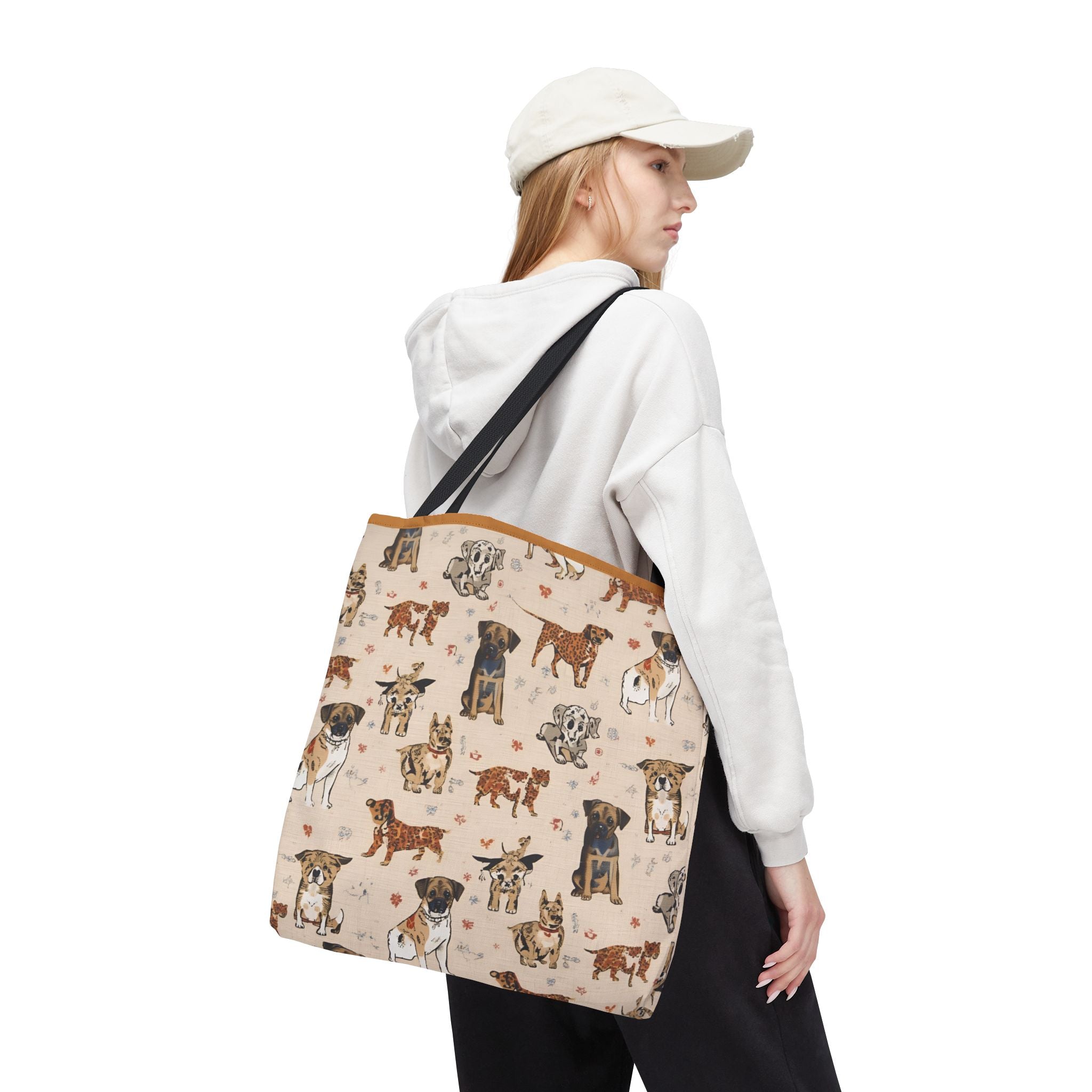 Dog Pattern Tote Bag — Cute Watercolor Puppies All-Over Print