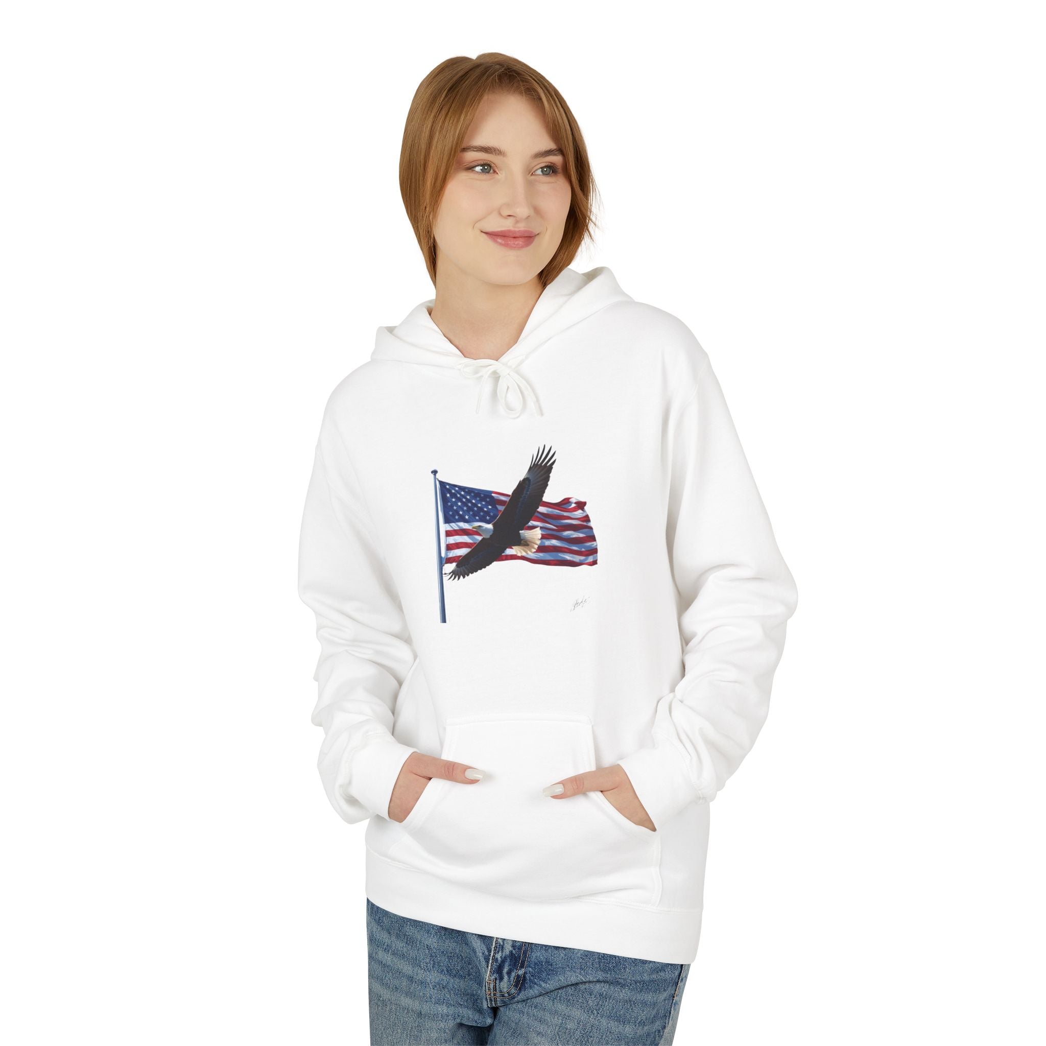 American Flag & Eagle Hoodie — Patriotic USA Bald Eagle Pullover