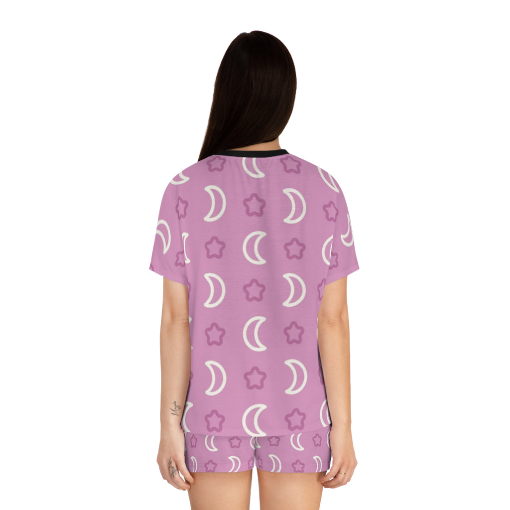 Women's Moon & Stars Short Pajama Set — Pink Printed Sleepwear