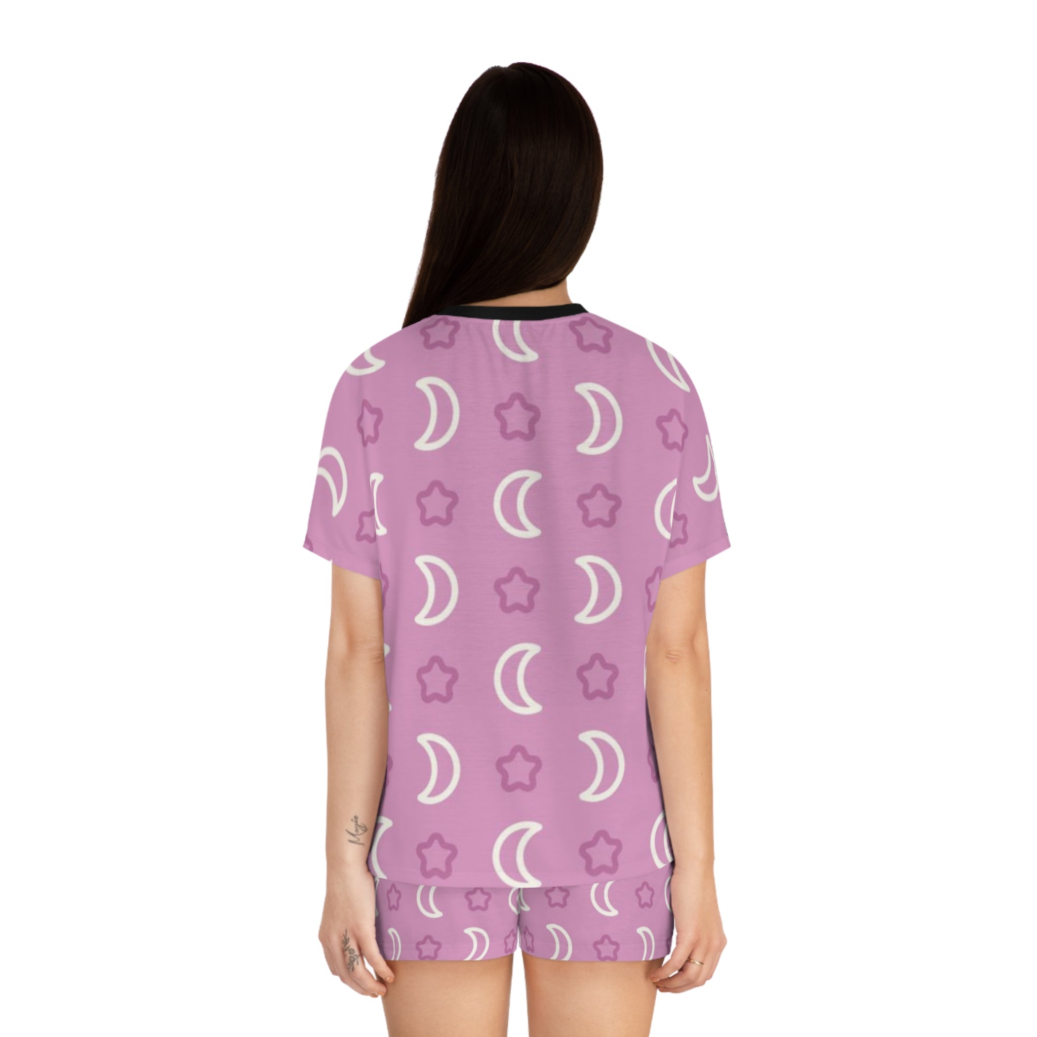 Women's Moon & Stars Short Pajama Set — Pink Printed Sleepwear