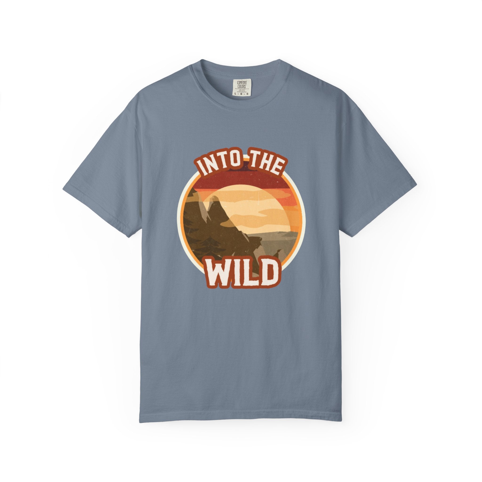 Into The Wild T-Shirt — Retro Sunset Mountain Adventure Tee