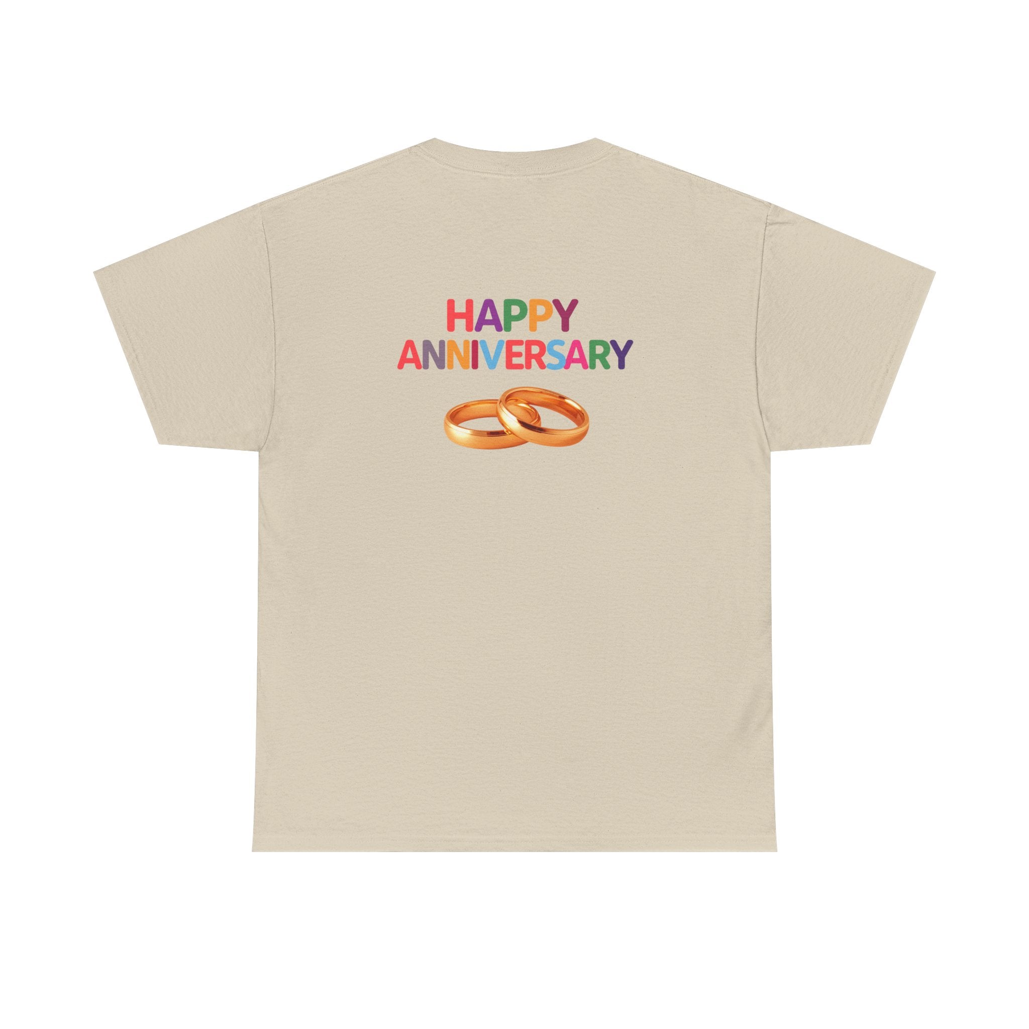 Anniversary T-Shirt — "Happy Anniversary" with Gold Rings