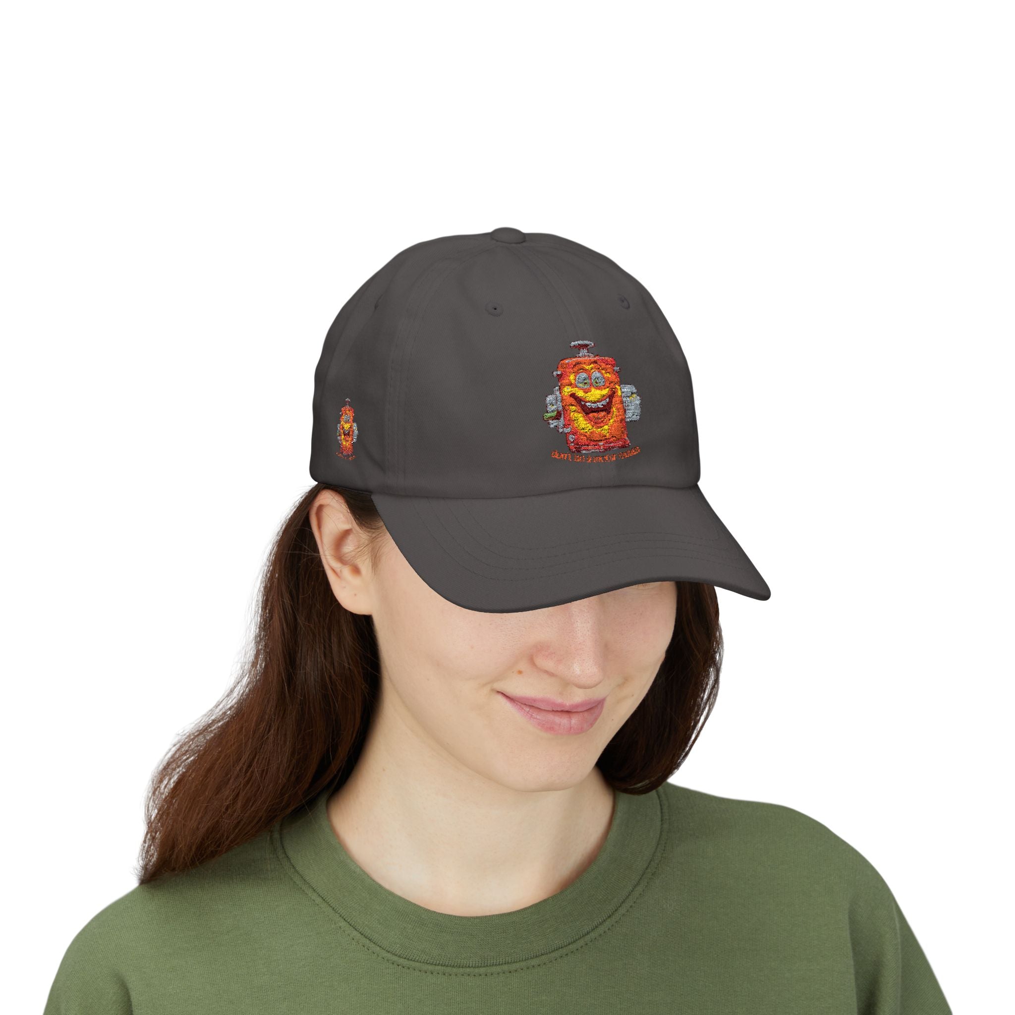 Smiling Cereal Mascot Dad Cap — Retro Breakfast Cartoon Embroidered Hat