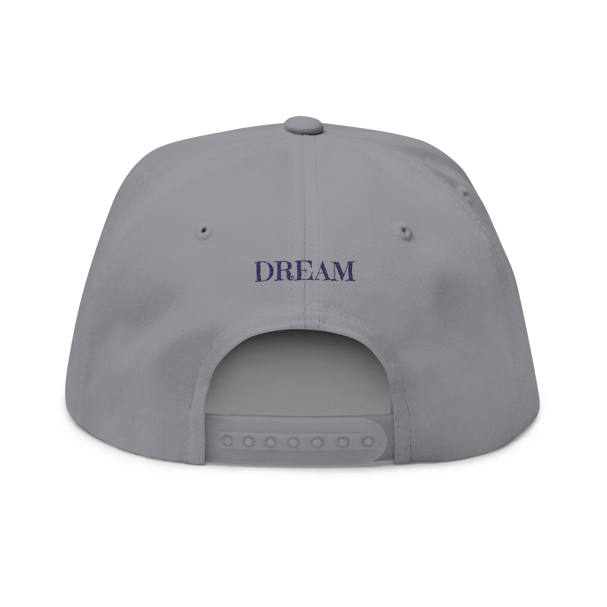 Dream Embroidered Flat Bill Cap — Minimal Motivational Snapback