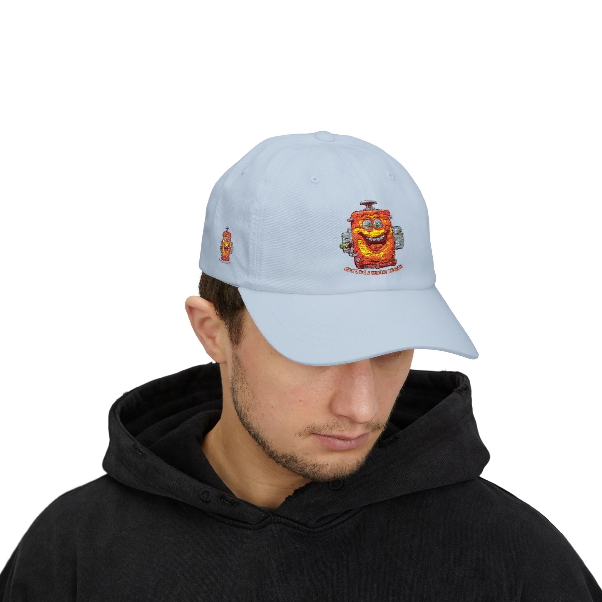 Smiling Cereal Mascot Dad Cap — Retro Breakfast Cartoon Embroidered Hat