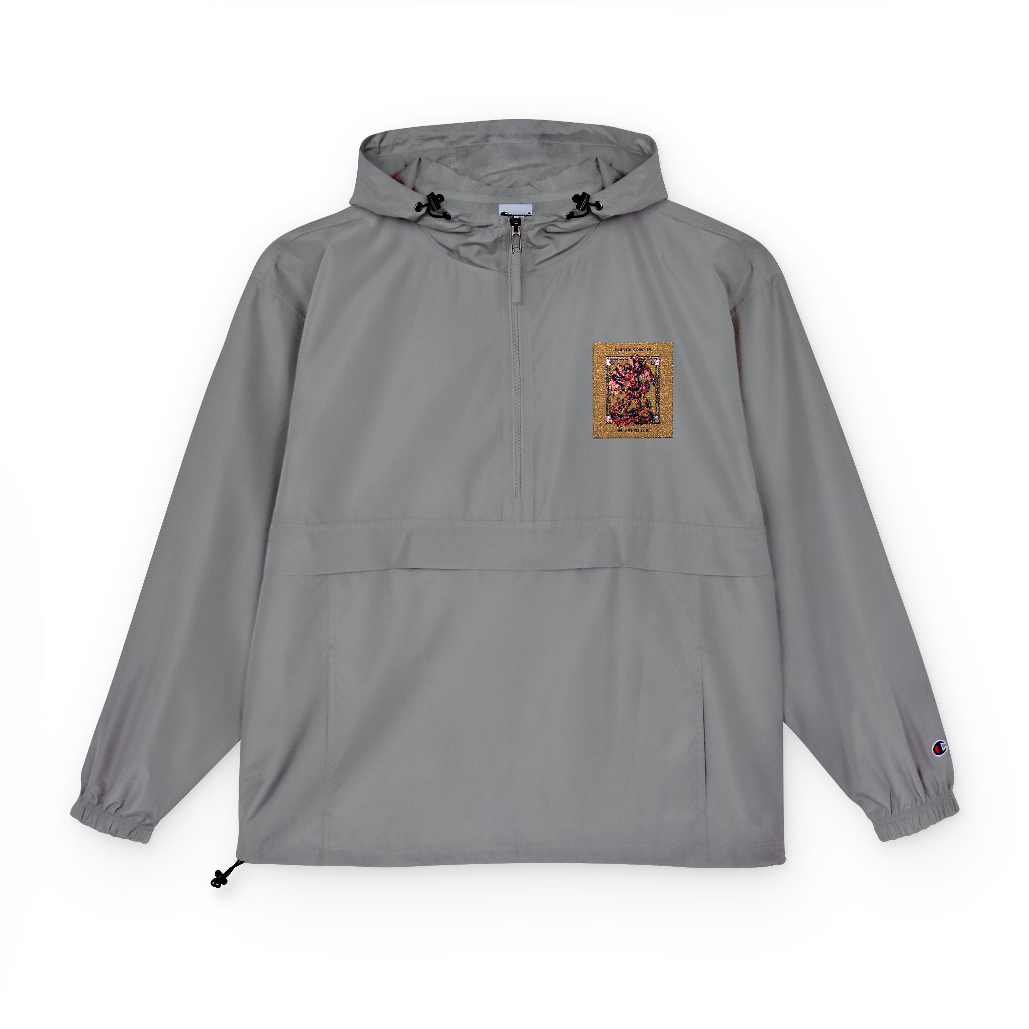 Anorak Jacket - Floral Skull Patch Packable Windbreaker