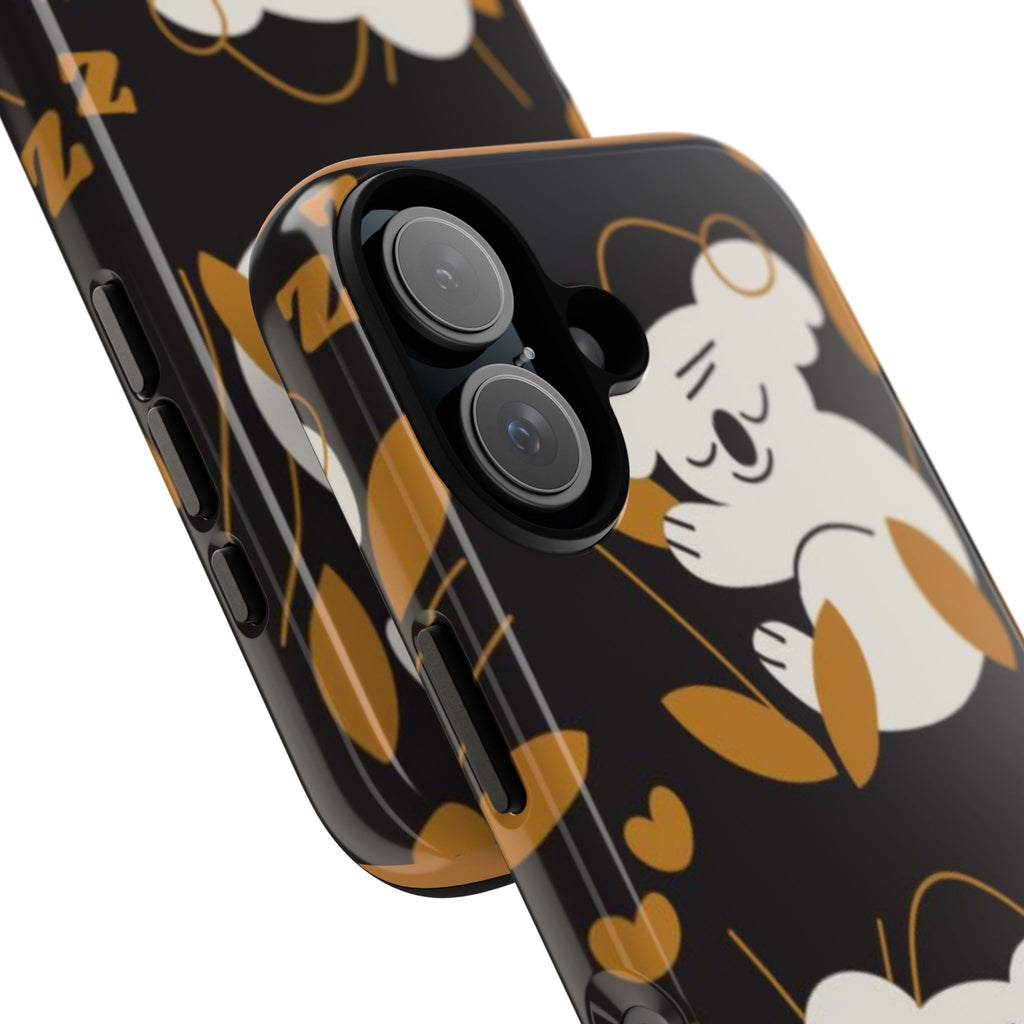 Koala Sleep Pattern Tough Phone Case – Cute Black & Gold Protective Cover