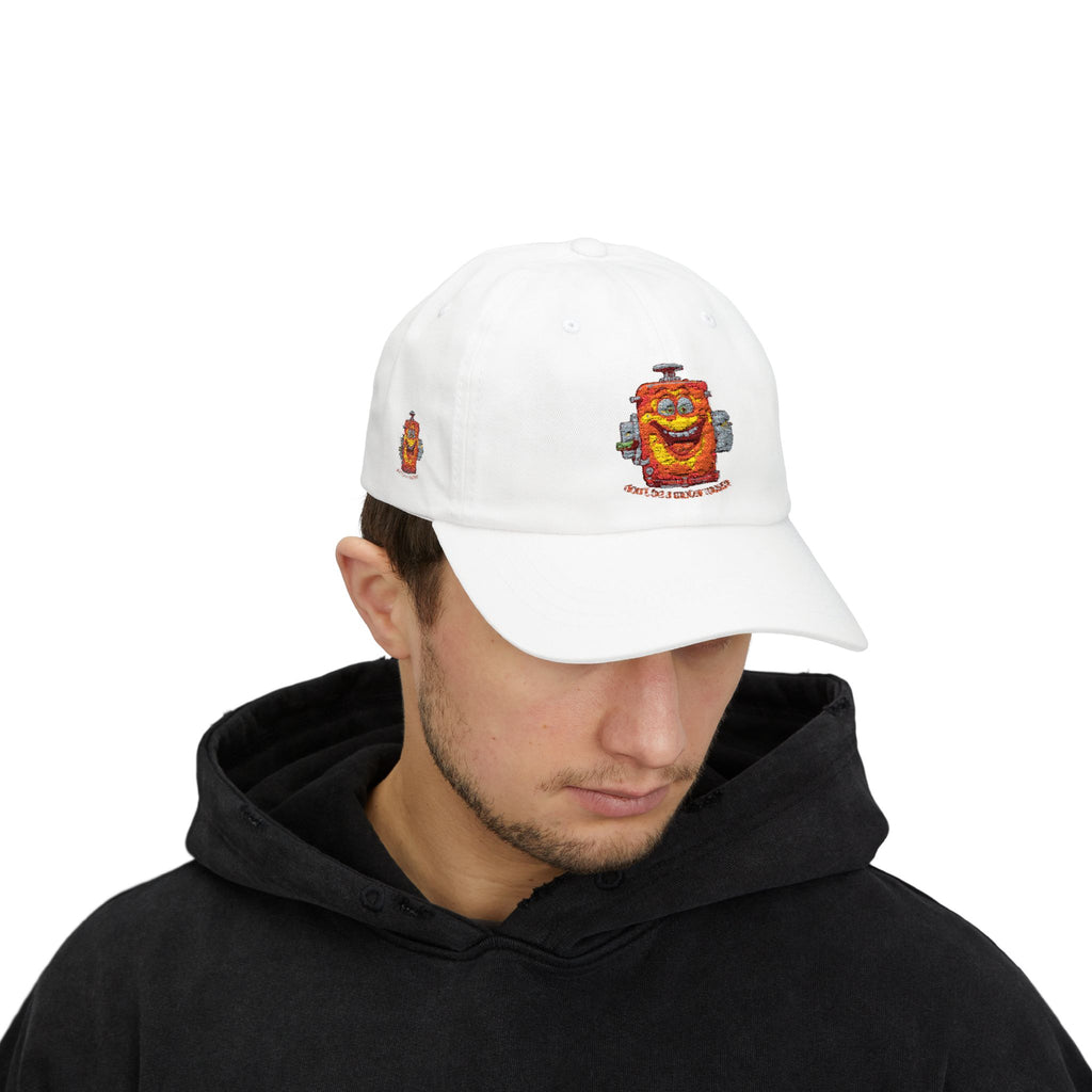 Smiling Cereal Mascot Dad Cap — Retro Breakfast Cartoon Embroidered Hat