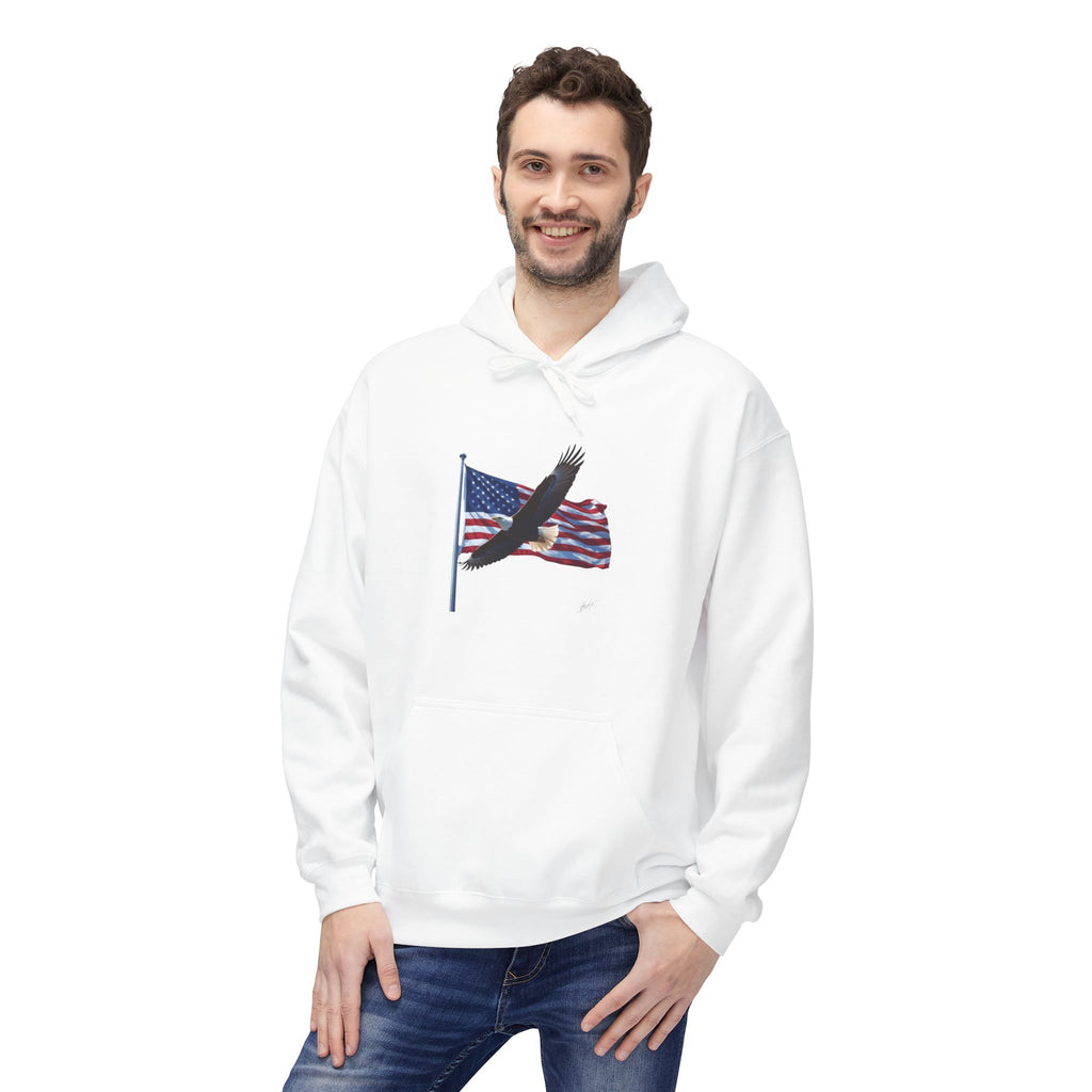 American Flag & Eagle Hoodie — Patriotic USA Bald Eagle Pullover