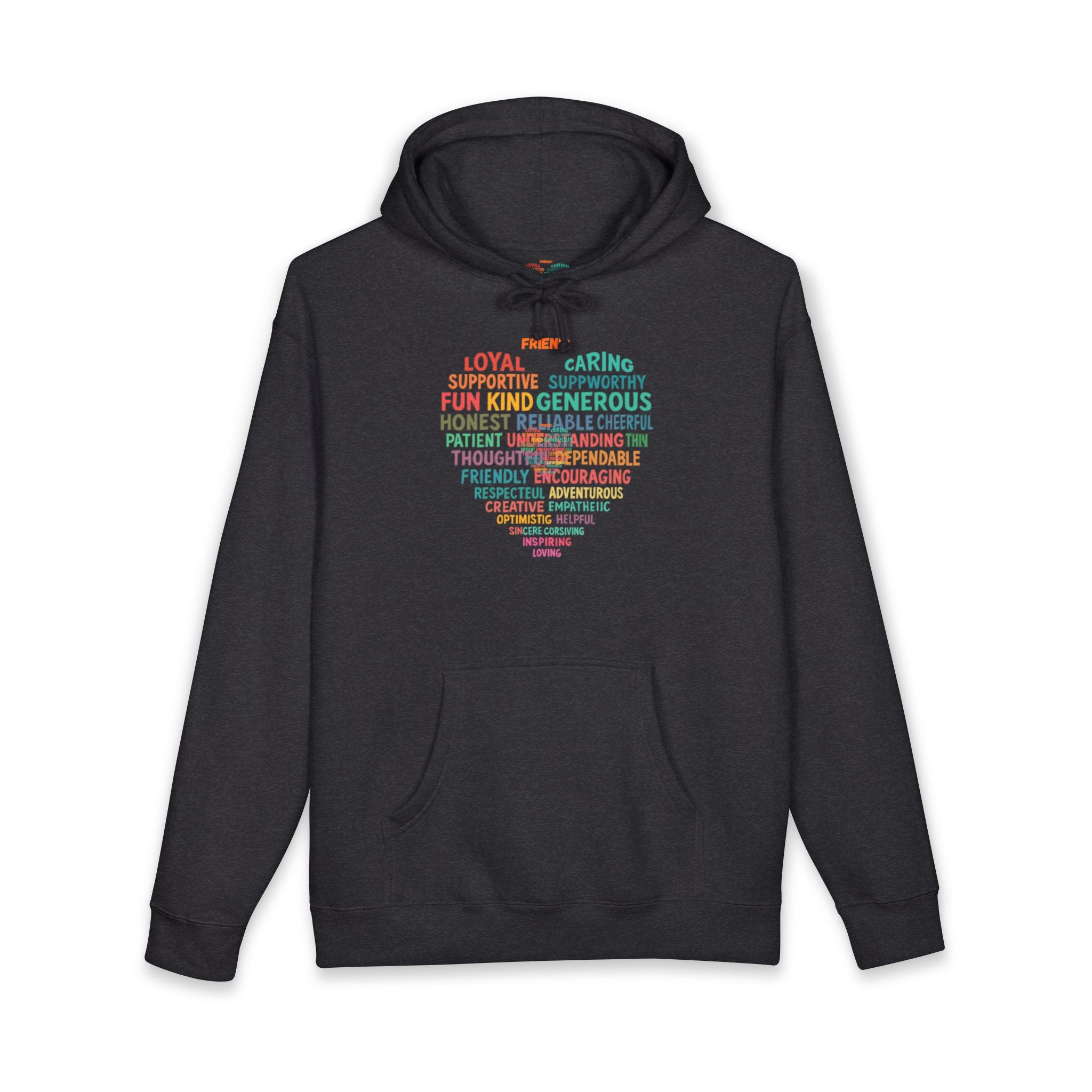 Heart Word Cloud Hoodie — Positive Traits Graphic Pullover