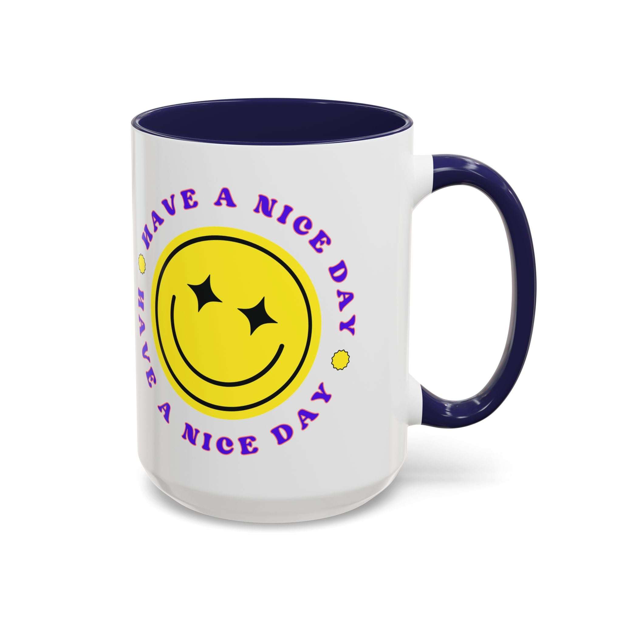 Have a Nice Day Smile Face Coffee Mug — Retro Yellow Smiley Accent Mug (11/15oz)