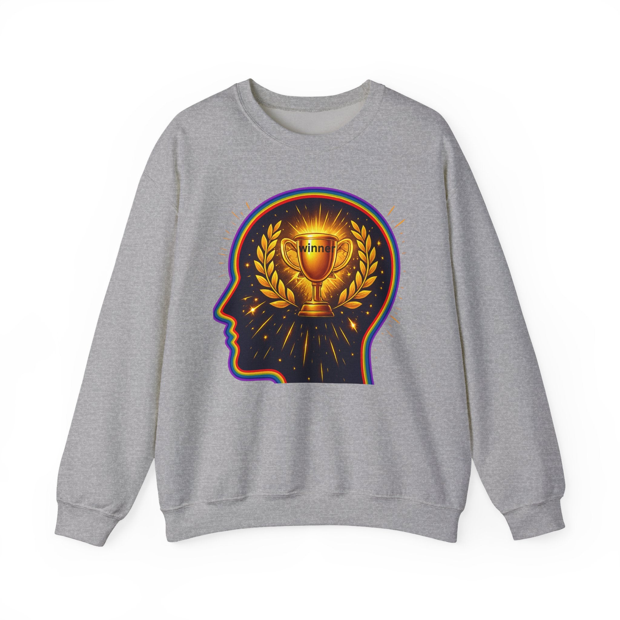 Crewneck Sweatshirt — 'Winner' Trophy Brain Graphic