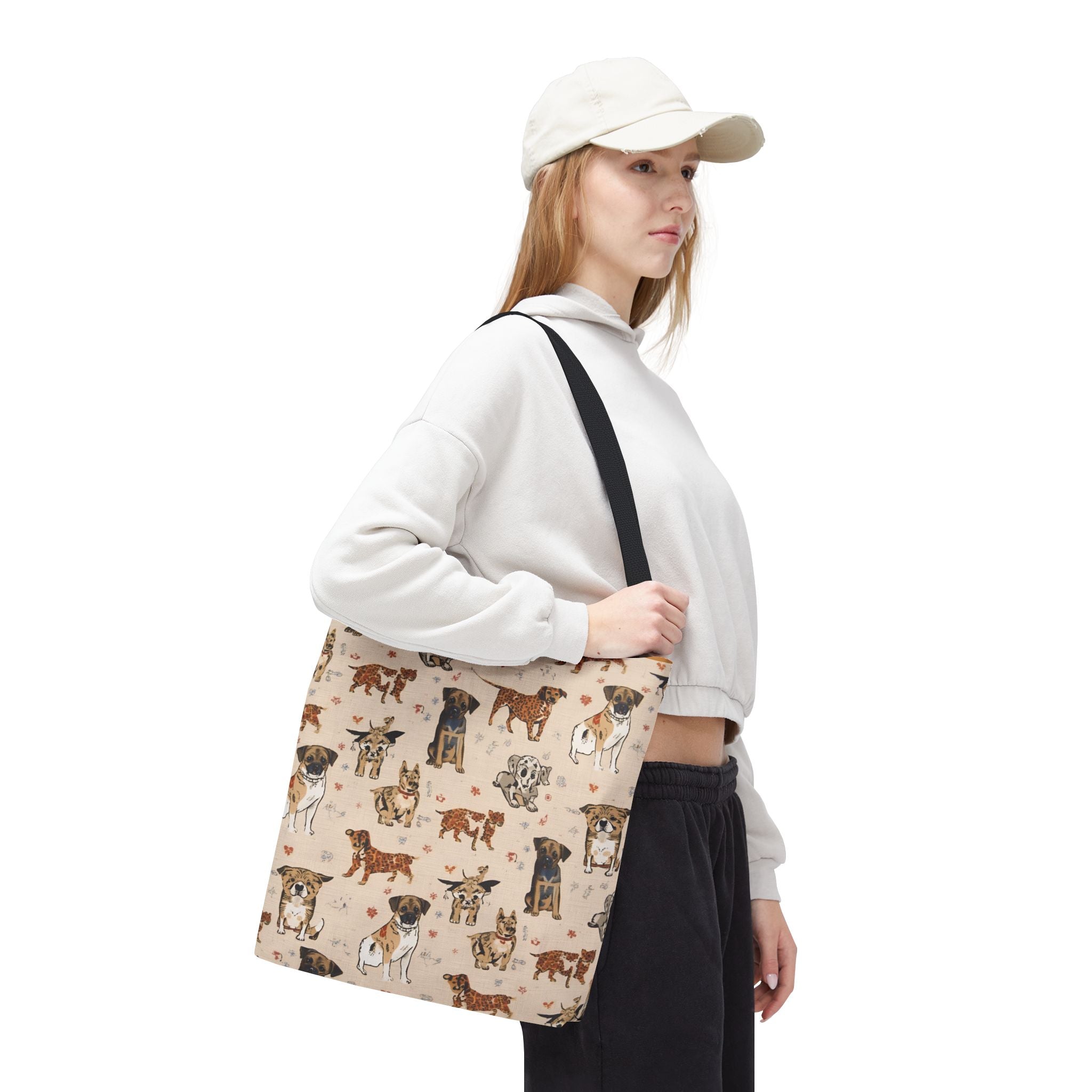 Dog Pattern Tote Bag — Cute Watercolor Puppies All-Over Print