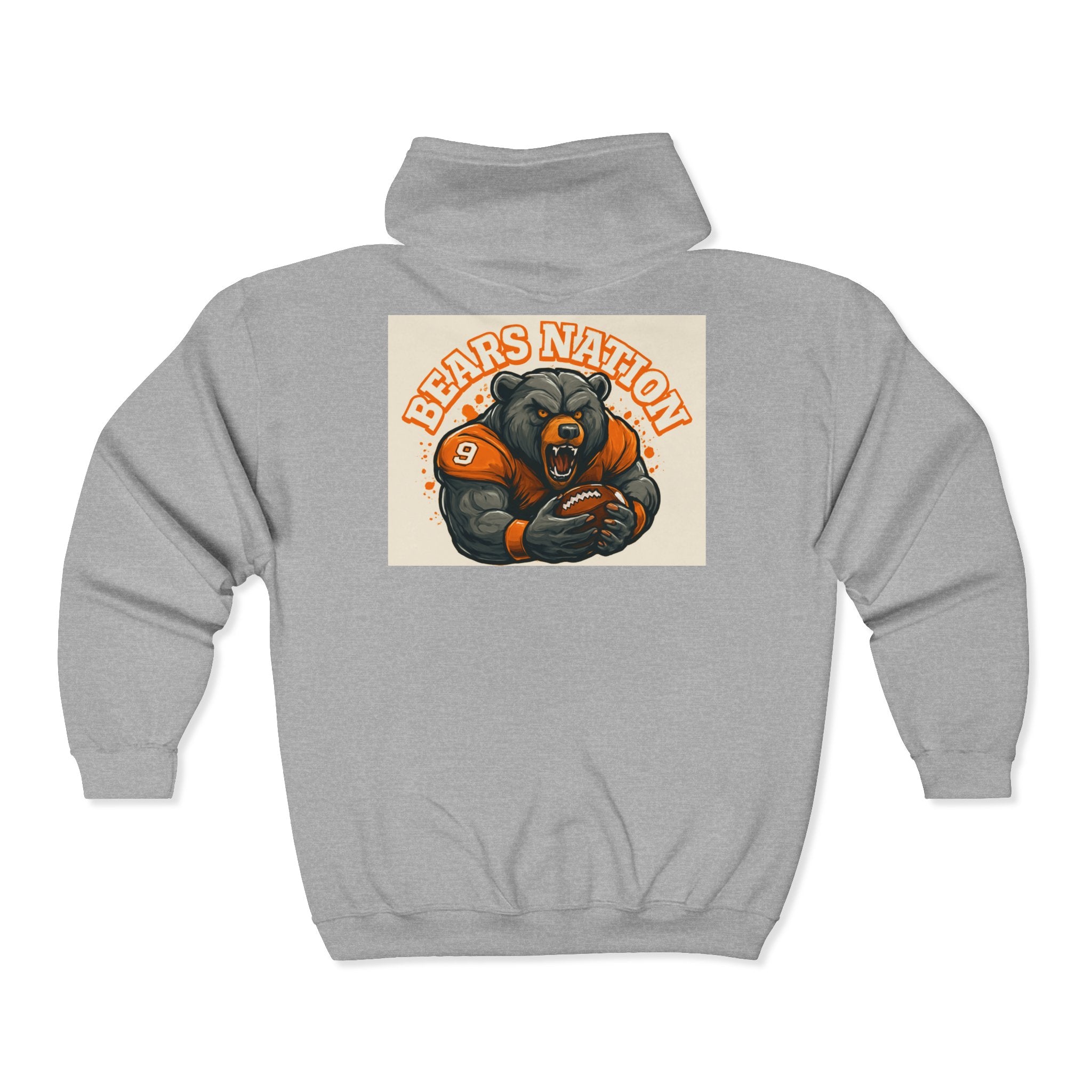 Bears Nation Full-Zip Hoodie — Grizzly Football Fan Zip-Up
