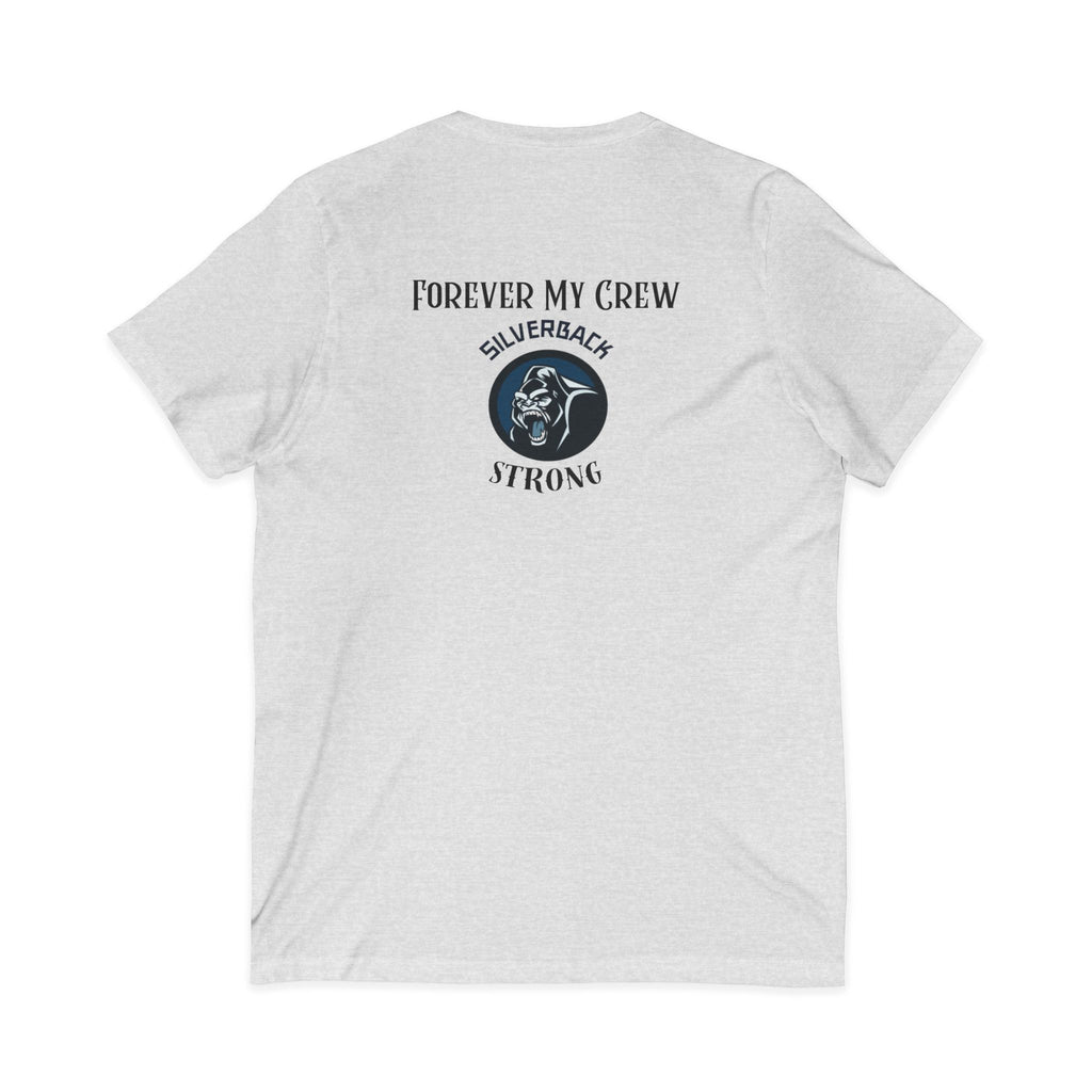 Silverback Strong V-Neck Tee — "Forever My Crew" Gorilla Tribute Shirt