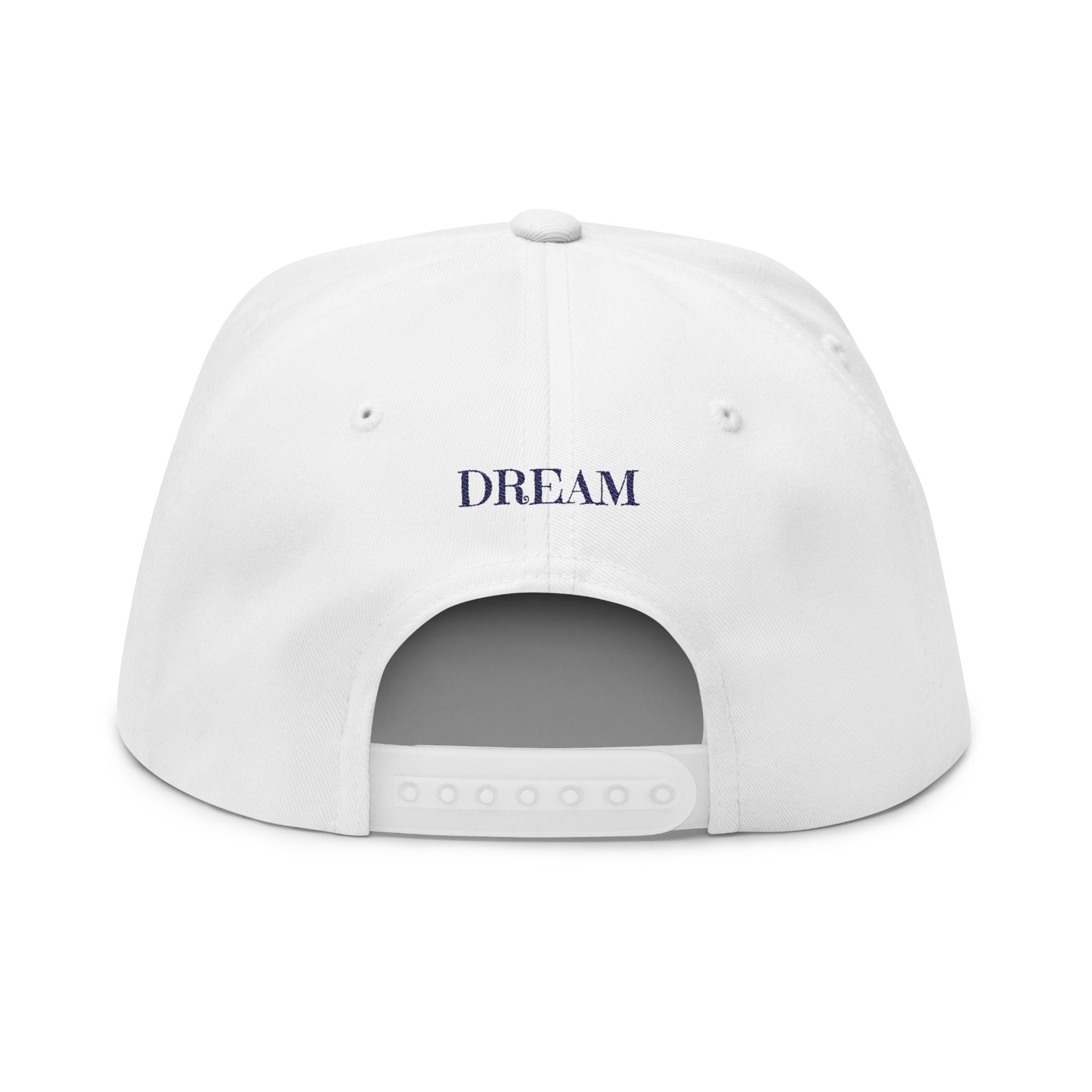 Dream Embroidered Flat Bill Cap — Minimal Motivational Snapback