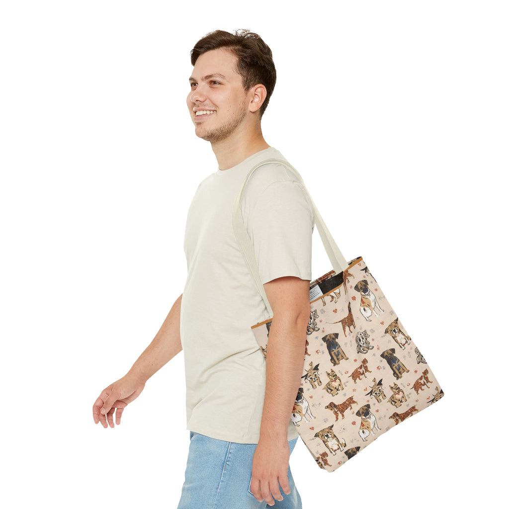 Dog Pattern Tote Bag — Cute Watercolor Puppies All-Over Print