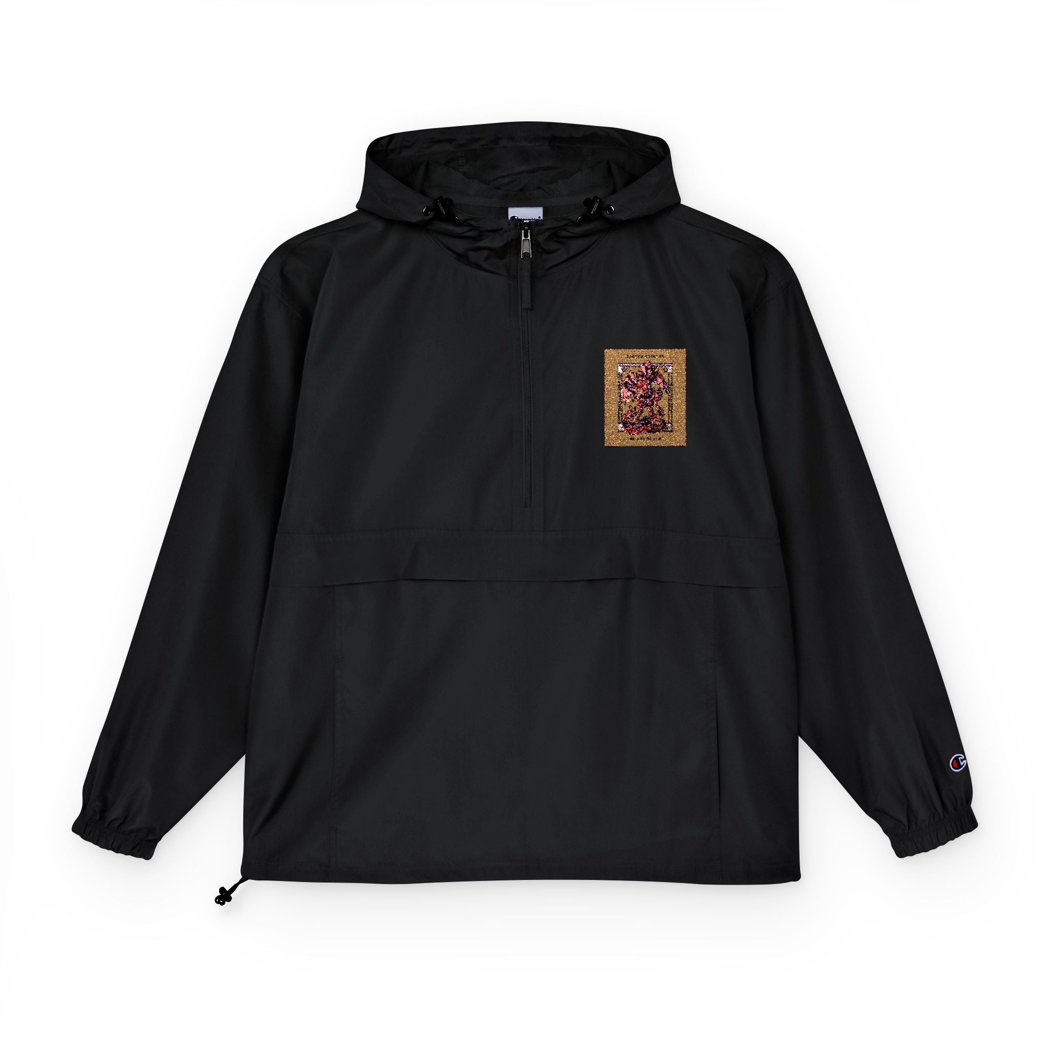 Anorak Jacket - Floral Skull Patch Packable Windbreaker