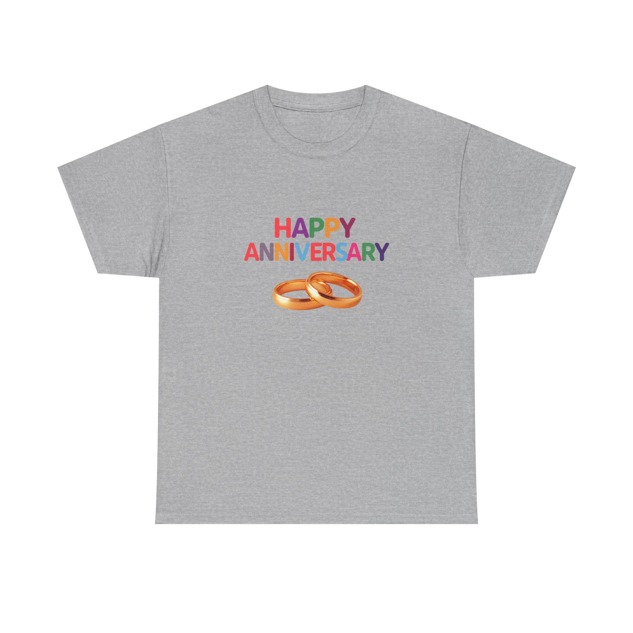 Anniversary T-Shirt — "Happy Anniversary" with Gold Rings